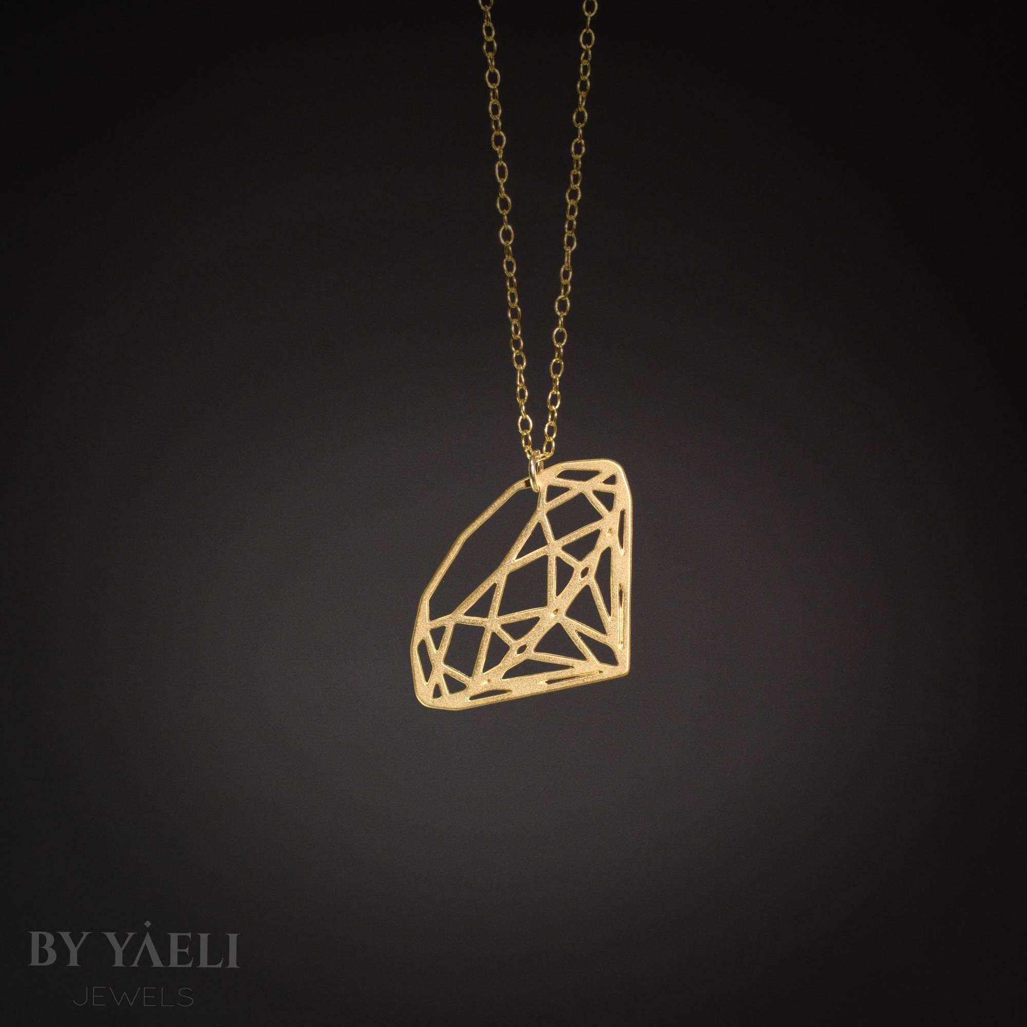 Geometric necklace gold diamond shape necklace minimalist jewelry