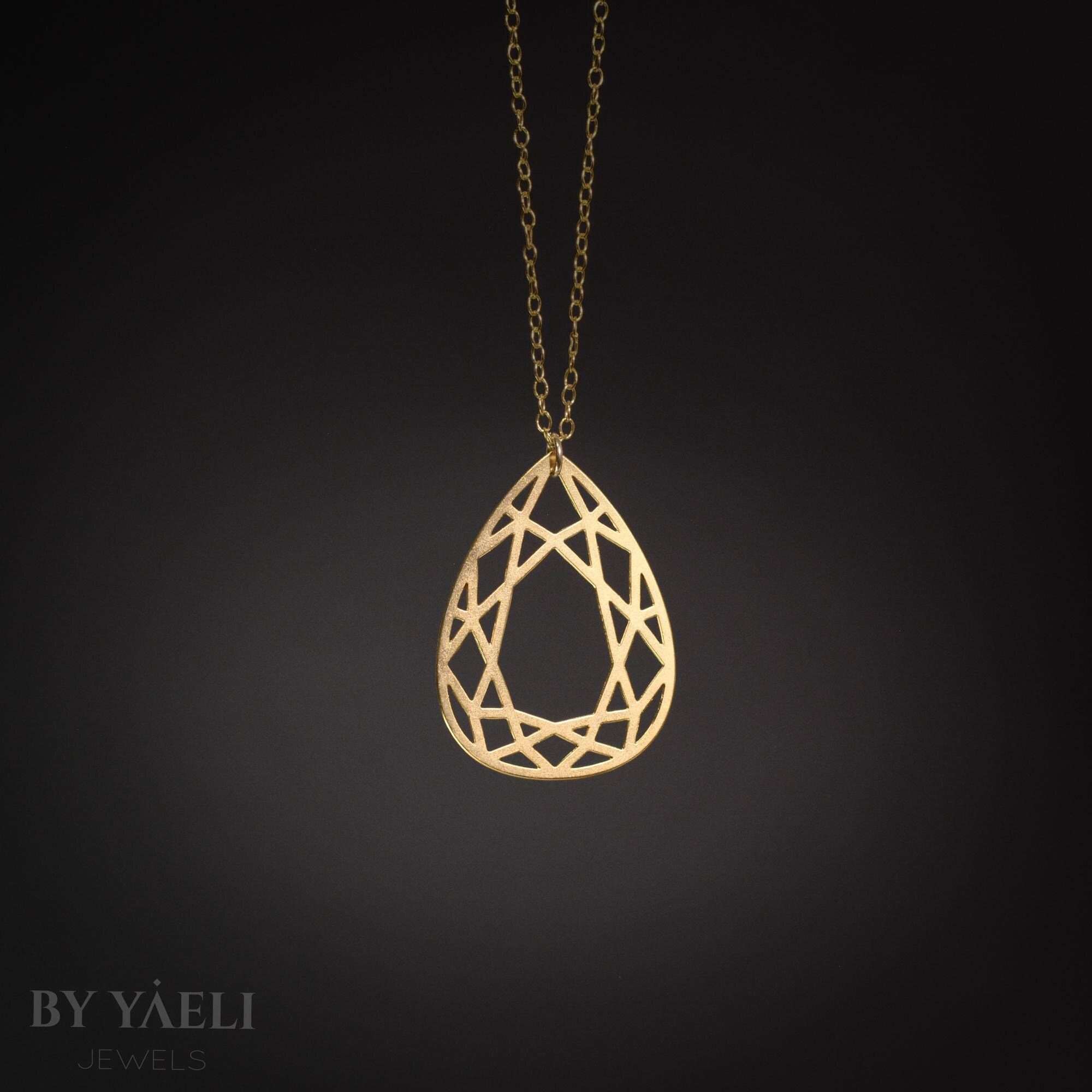 Diamond necklace gold geometric diamond shape necklace drop necklace