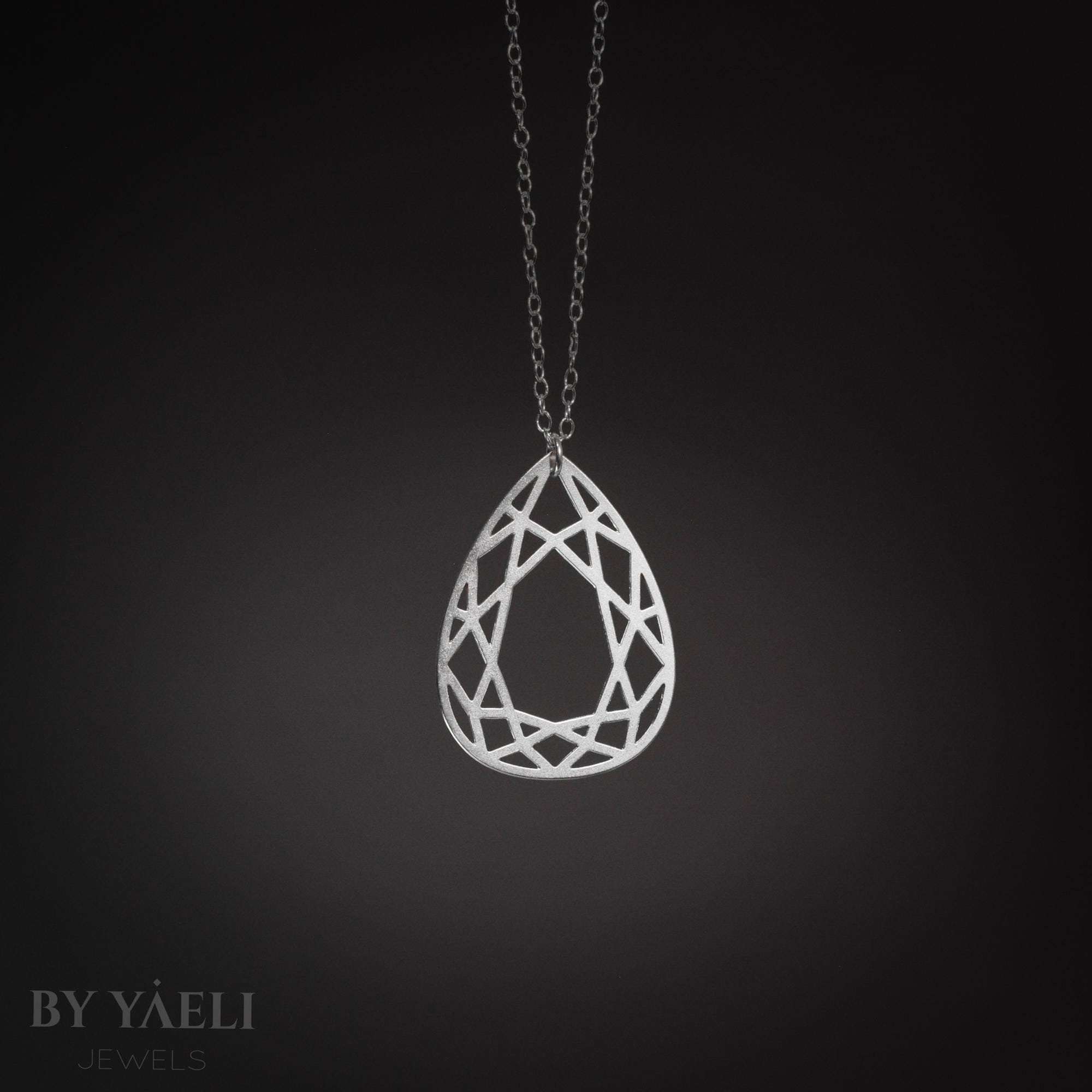 Diamond necklace silver geometric diamond shape necklace drop necklace