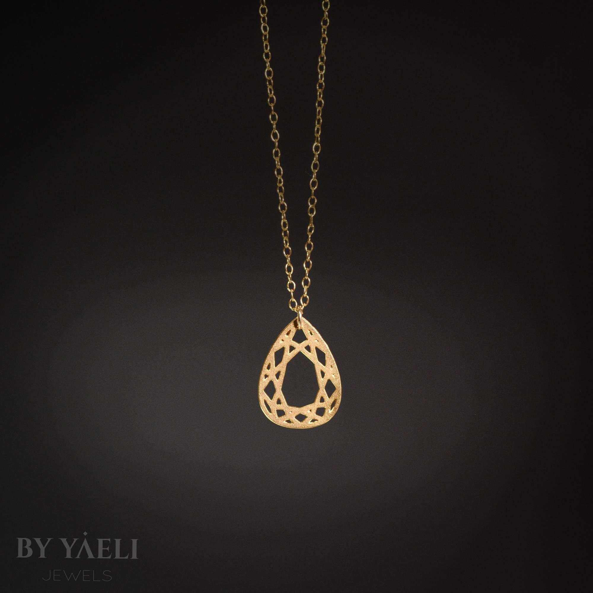 Geometric necklace gold diamond necklace teardrop necklace