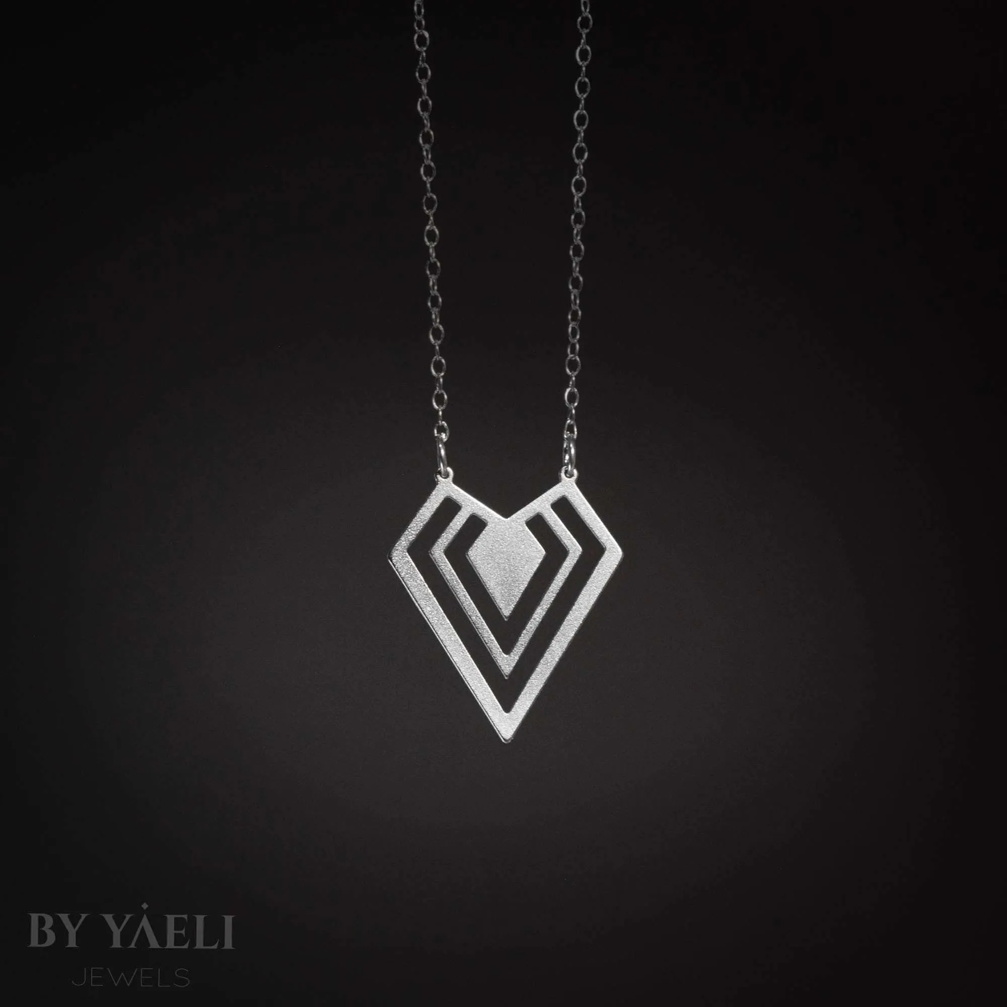 Geometric necklace silver triangle necklace diamond shape necklace triangle pendant