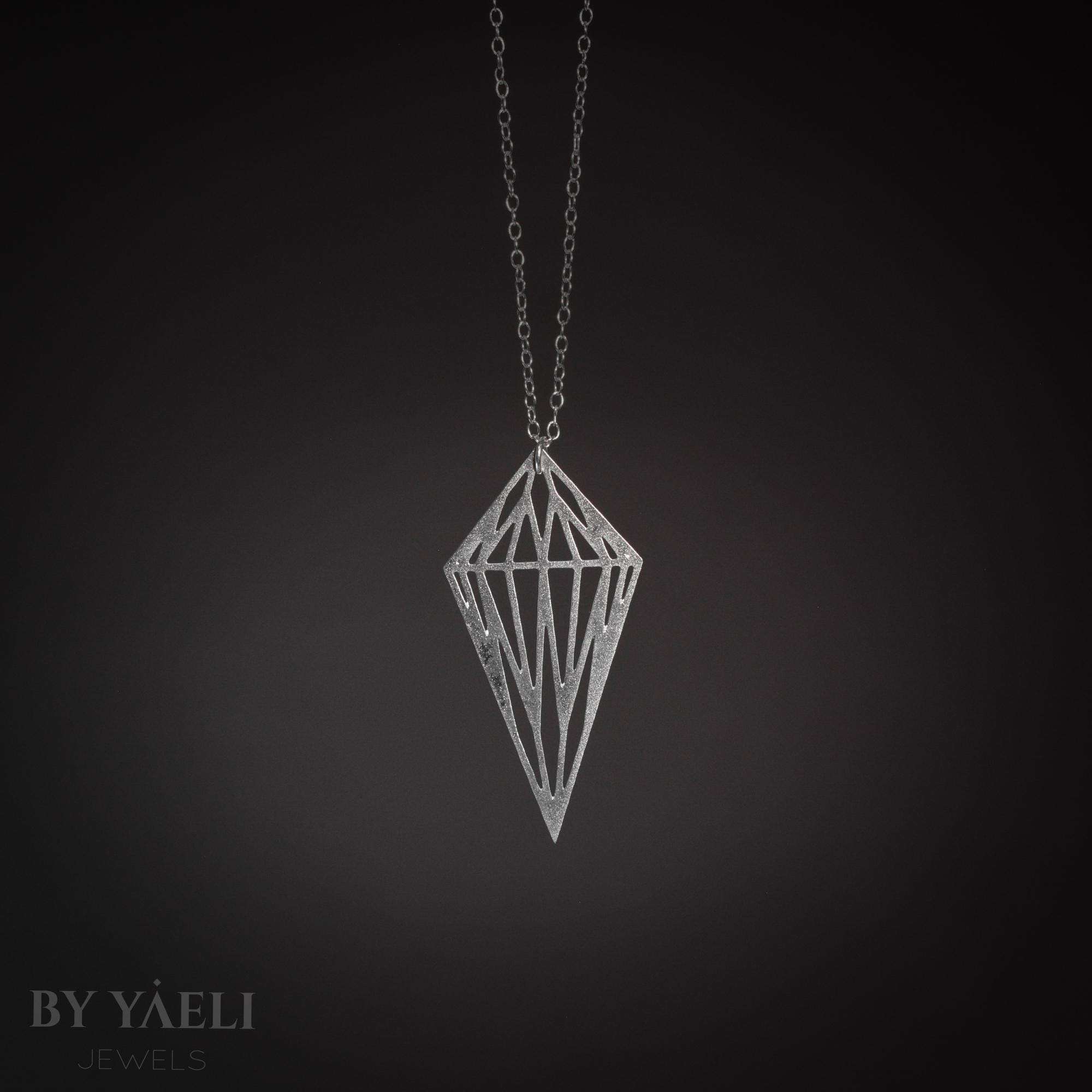 Geometric necklace silver rhombus necklace shaped diamond necklace