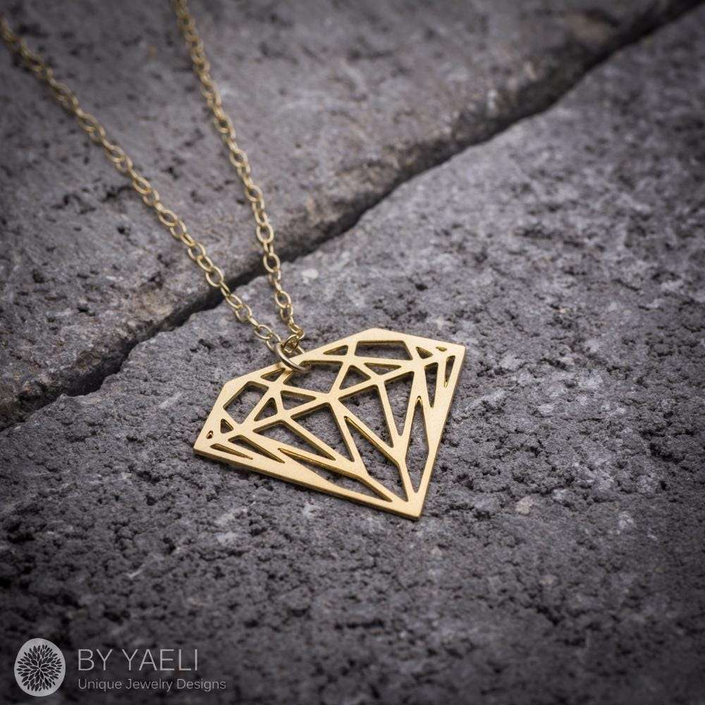 Geometric necklace gold diamond necklace dainty minimalist necklace for women gift for here 4 Geometric necklace gold diamond necklace dainty minimalist necklace for women gift for here - Image 4