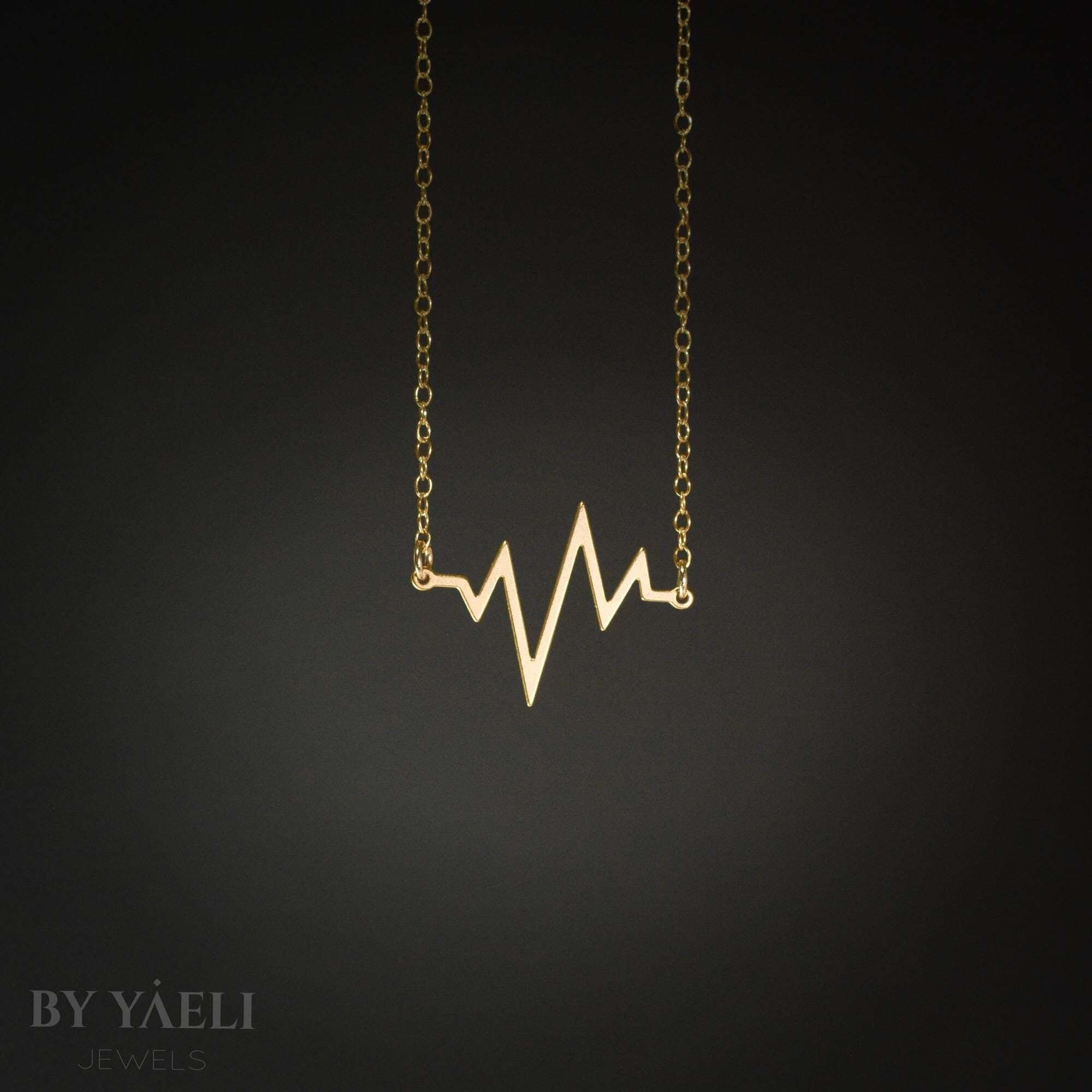 Heartbeat necklace gold heartbeat pendant ekg necklace
