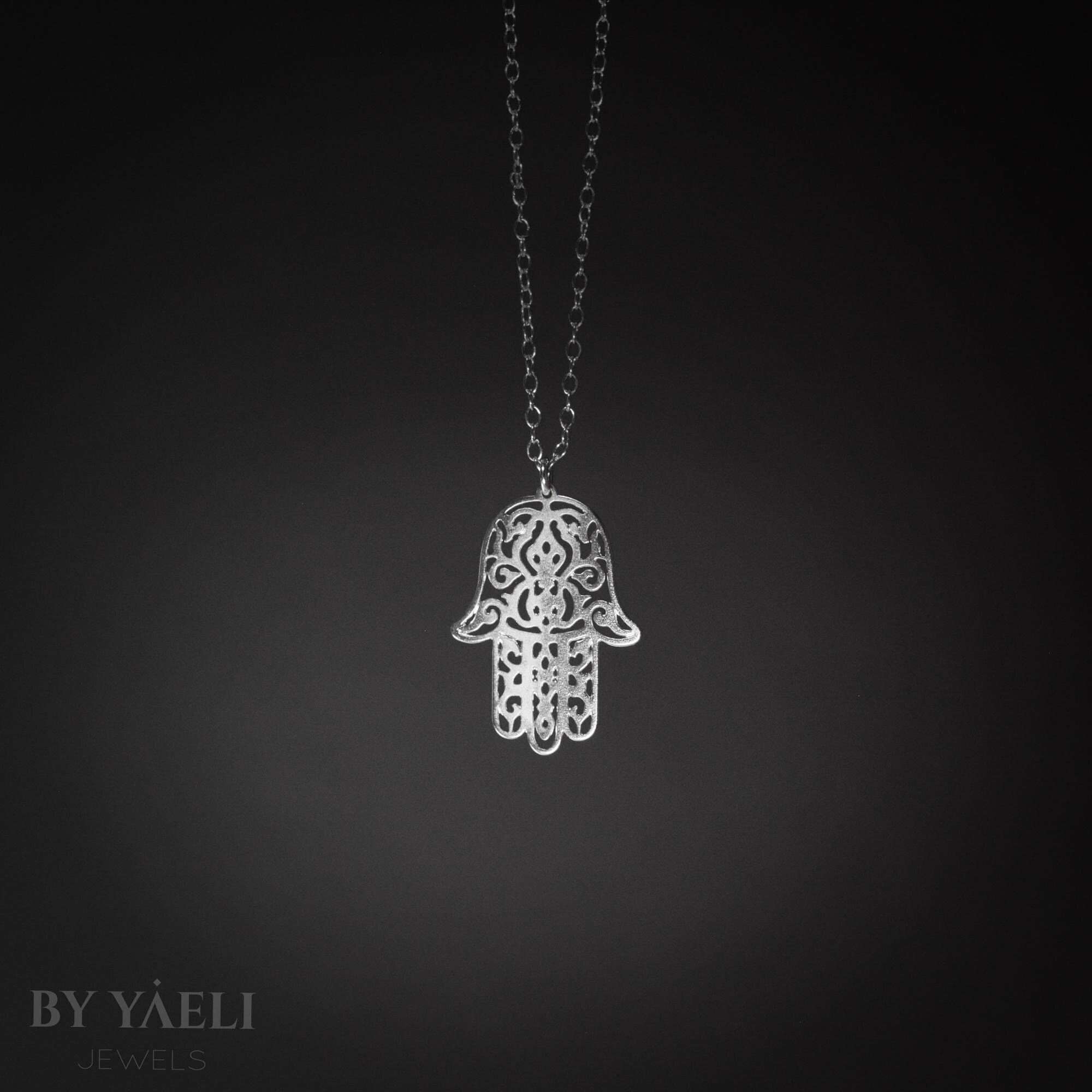 Hamsa necklace silver hamsa pendant protection necklace hand charm