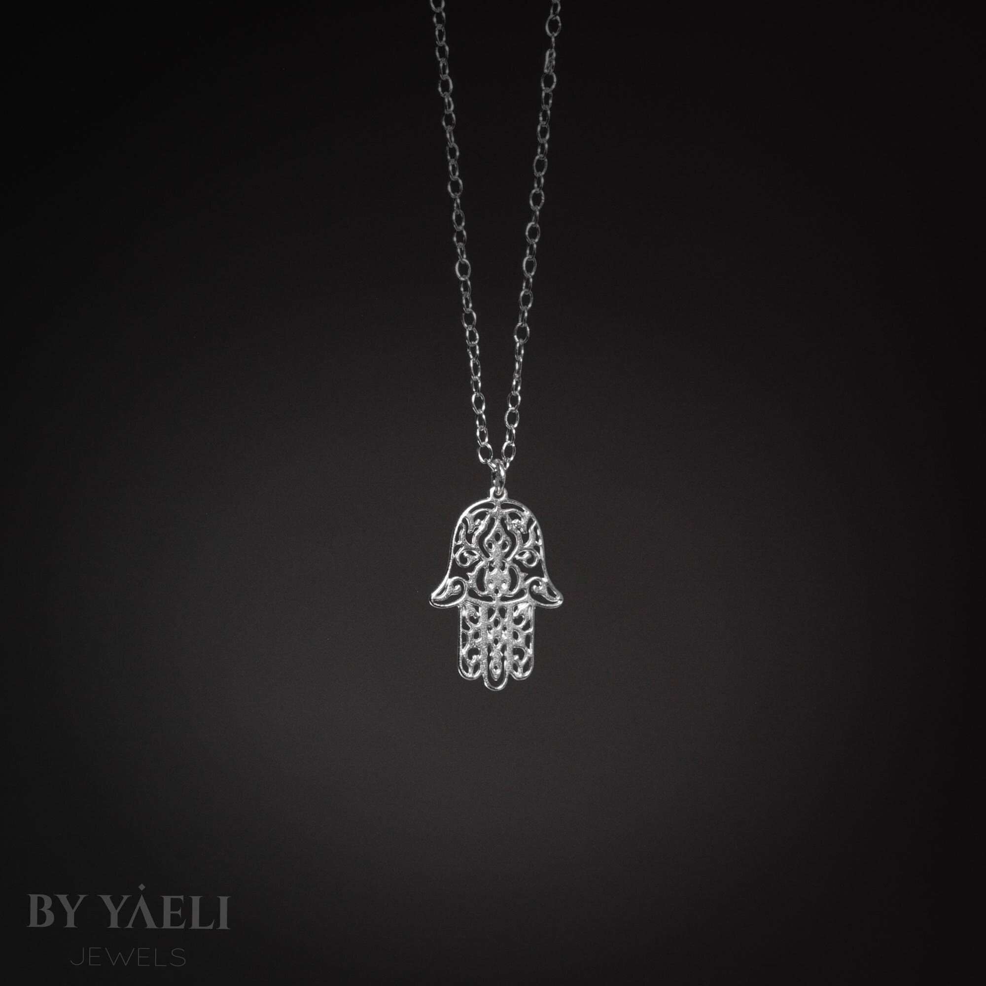 Hamsa necklace silver hamsa pendant protection necklace hand charm