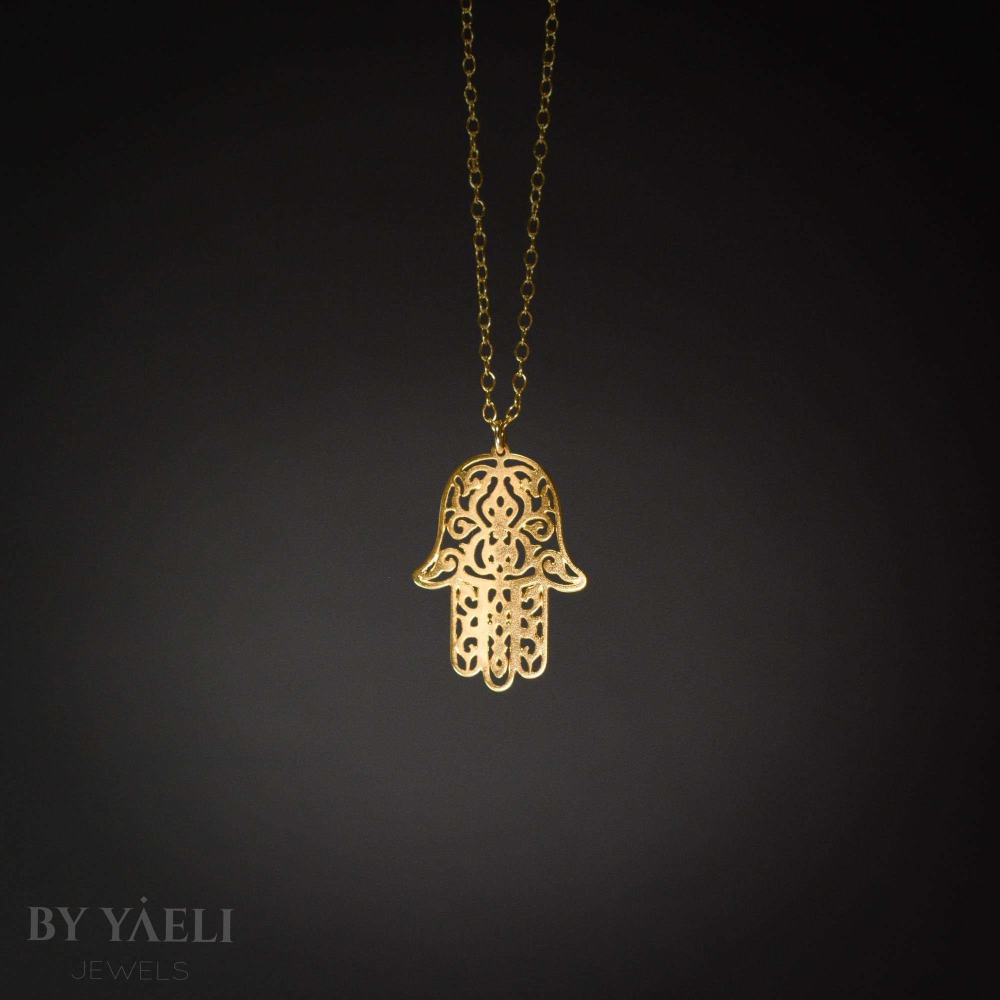 Hamsa necklace hamsa pendant gold hamsa jewelry protection necklace hand charm necklace