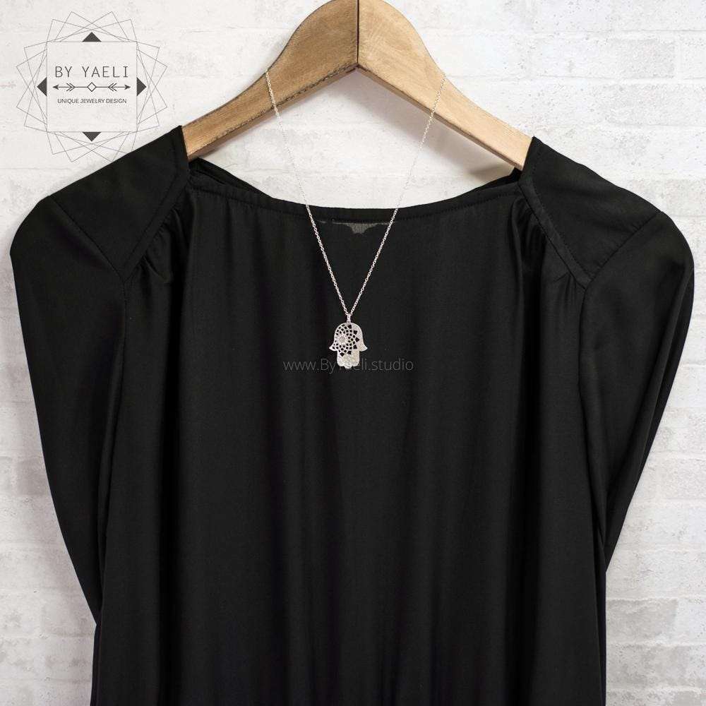 Hamsa necklace silver hamsa jewelry