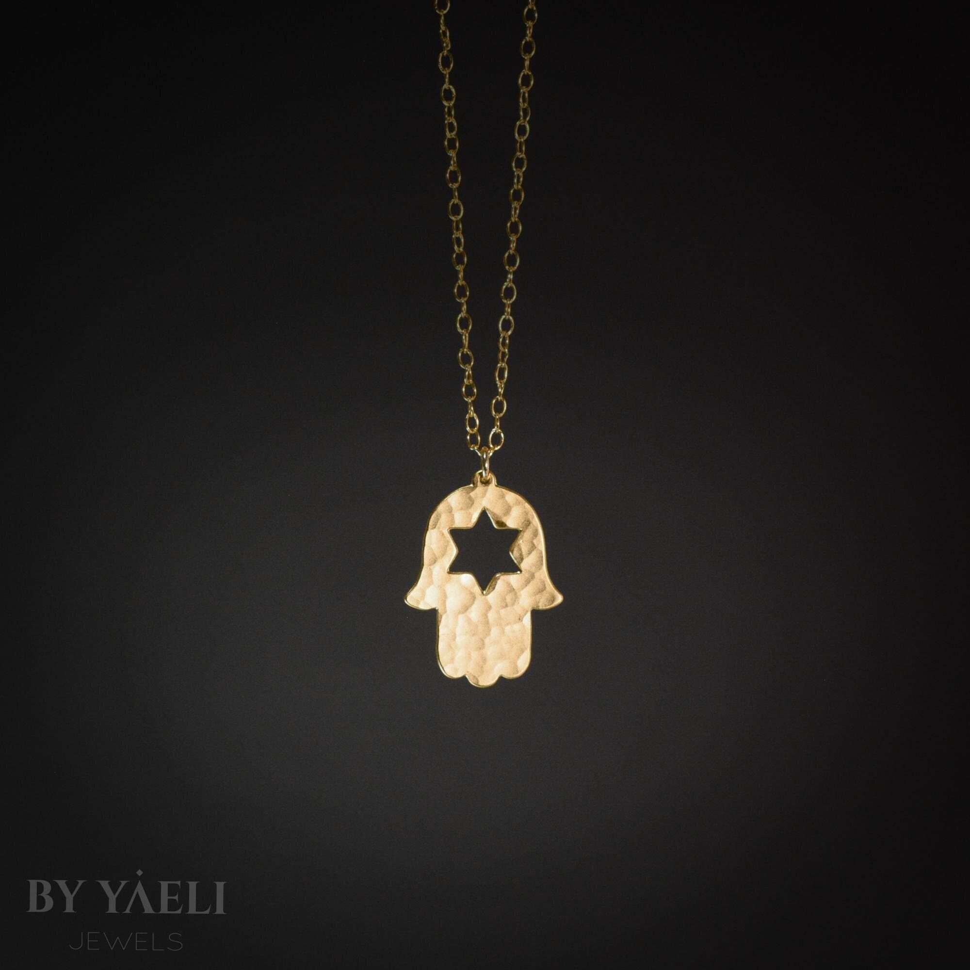 Hamsa necklace gold star of David hamsa jewelry hamsa protection necklace hamsa hand charm – Jewish jewelry