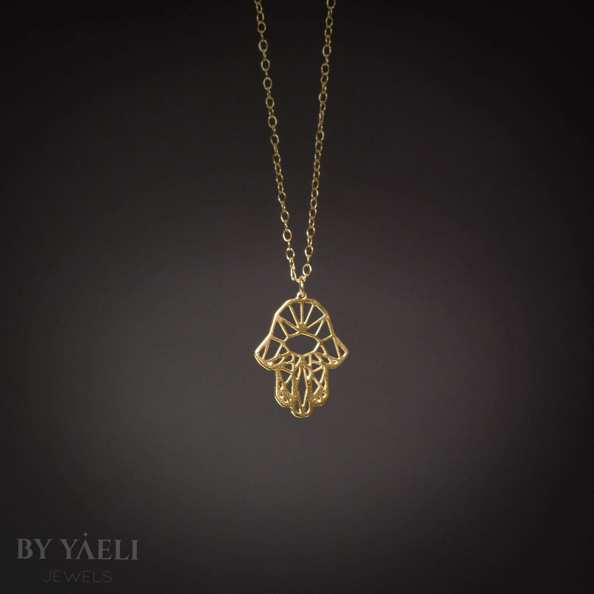Hamsa necklace gold hamsa jewelry protection necklace hand charm