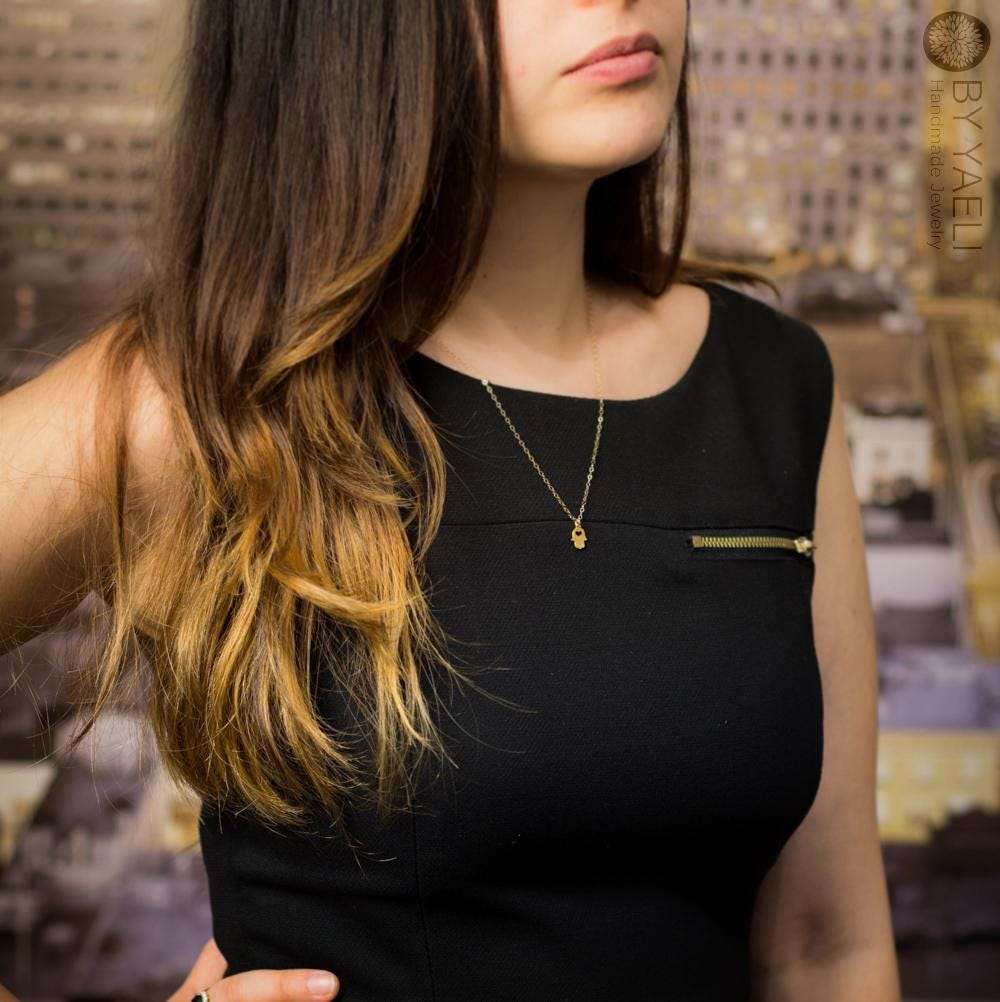 Hamsa necklace tiny hamsa charm gold hamsa jewelry hand charm