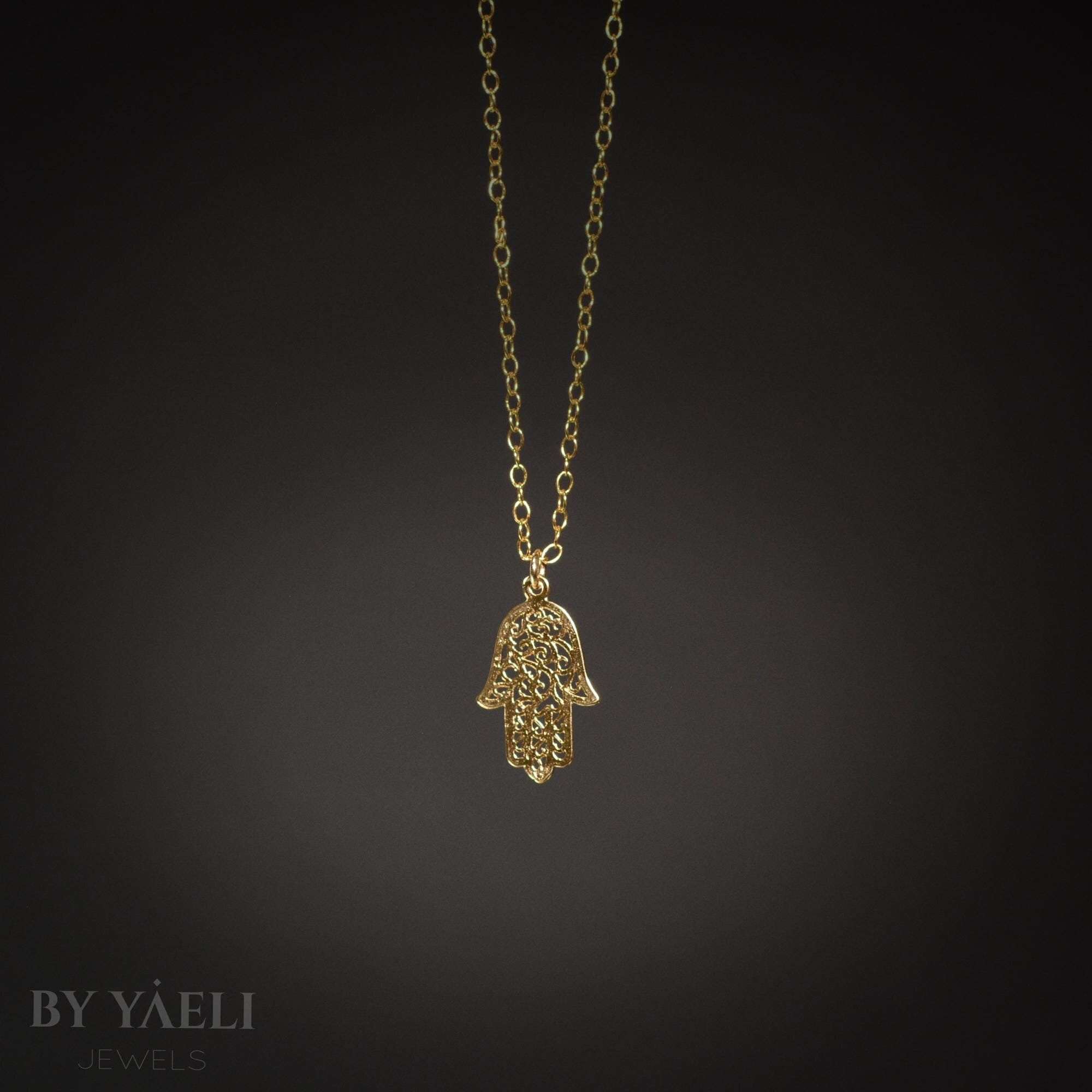 Hamsa necklace gold hamsa charm hamsa jewelry gold hamsa pendant