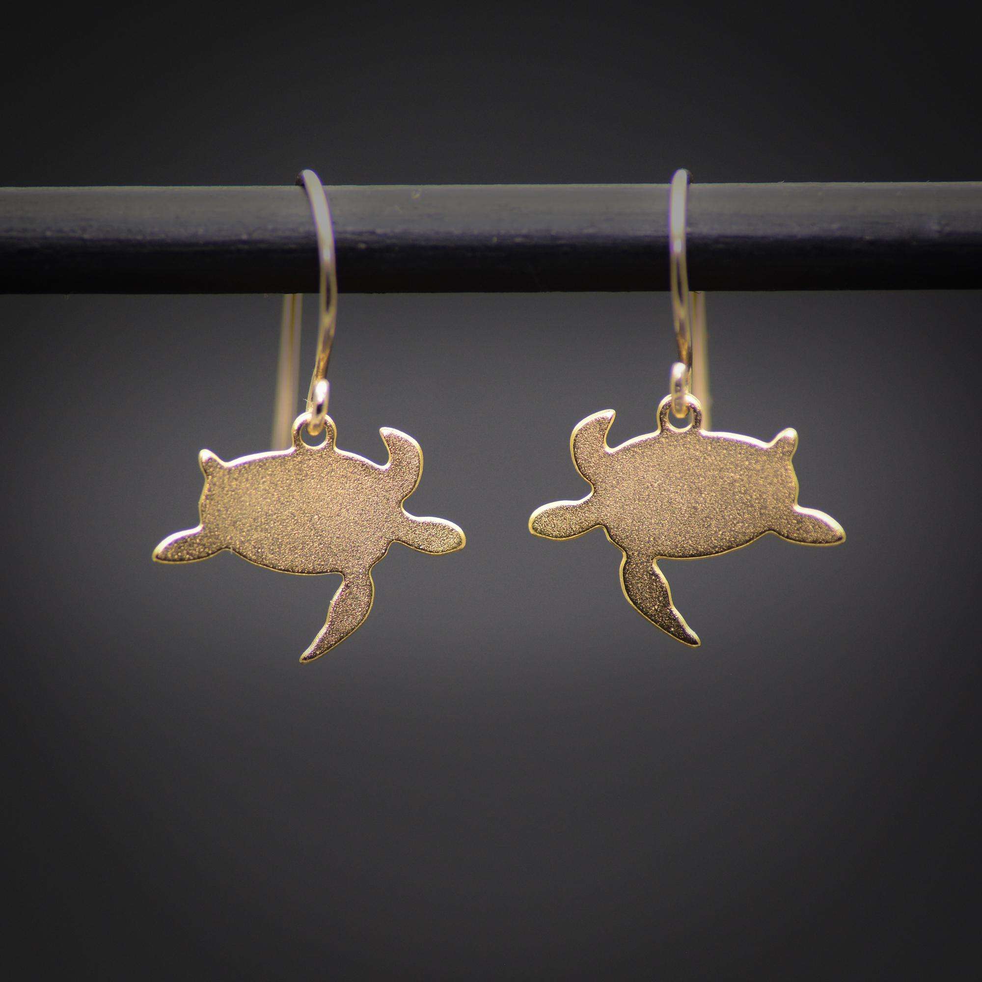 Turtle earrings, gold turtle dangle earrings, ocean earrings