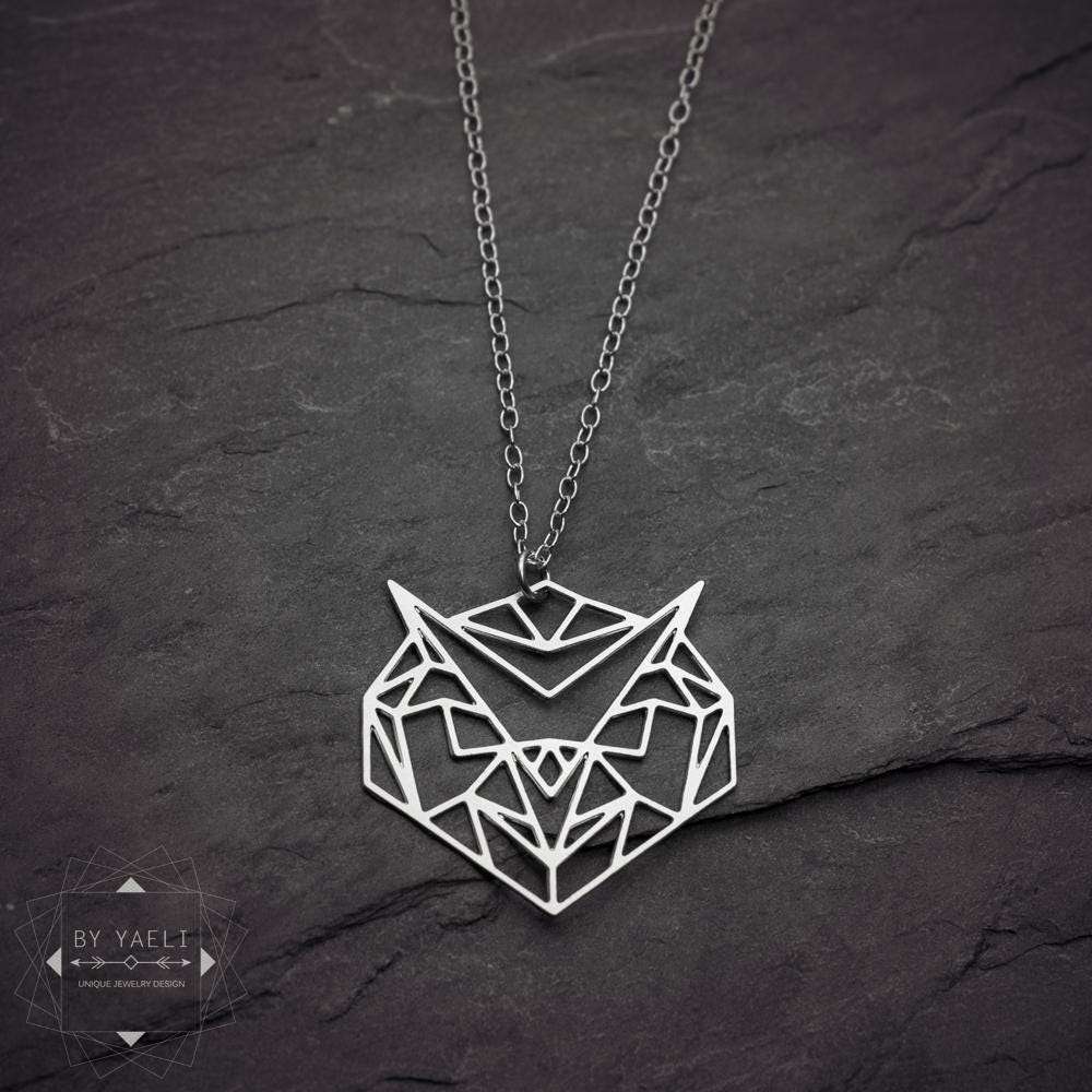 Owl necklace geometric bird necklace owl pendant origami necklace 3 Owl necklace geometric bird necklace owl pendant origami necklace - Image 3
