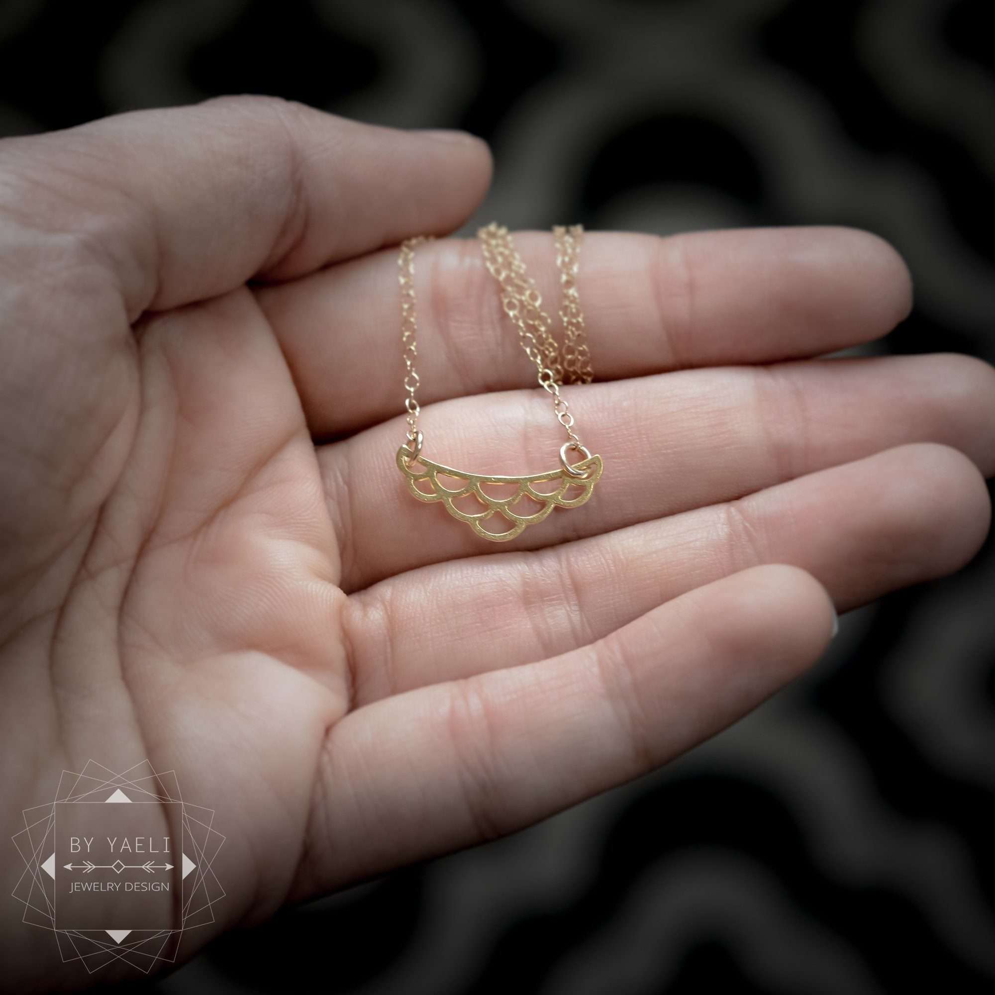 Geometric necklace circle necklace half circles necklace curve necklace