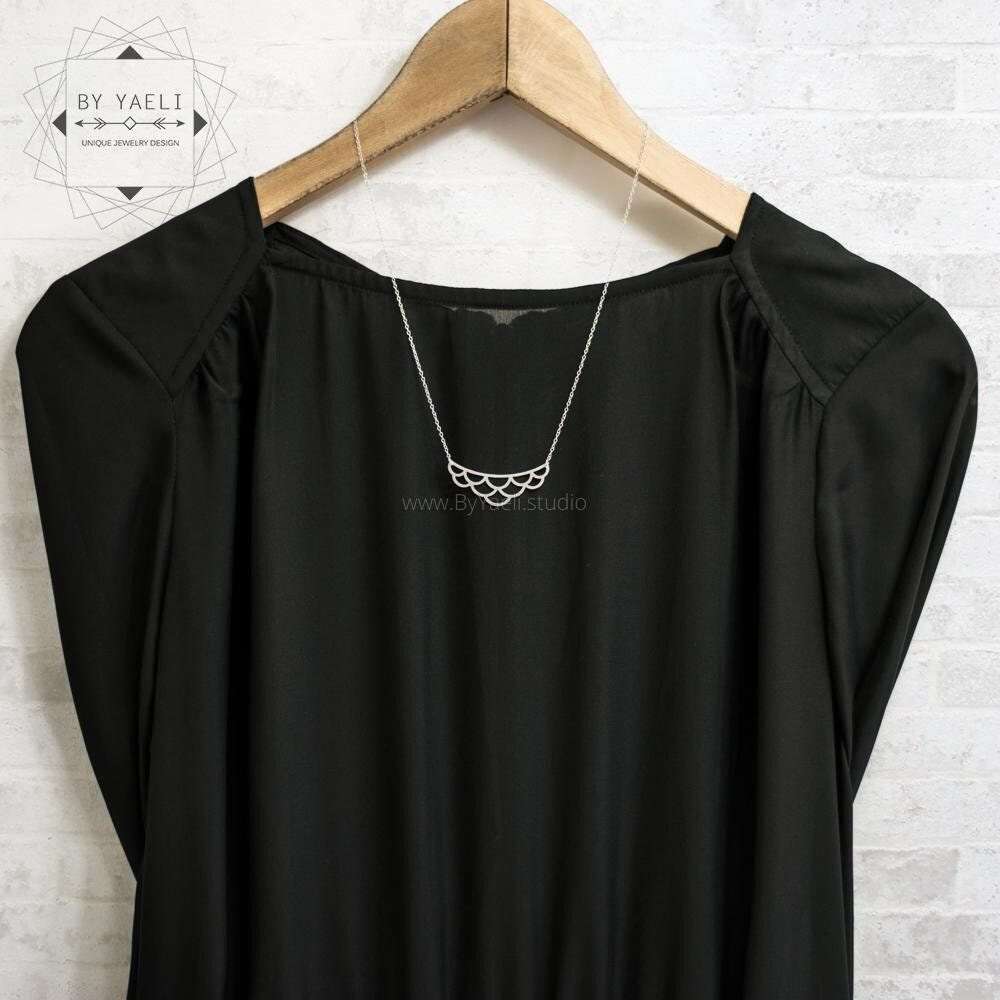 Geometric necklace half circle necklace gift for her