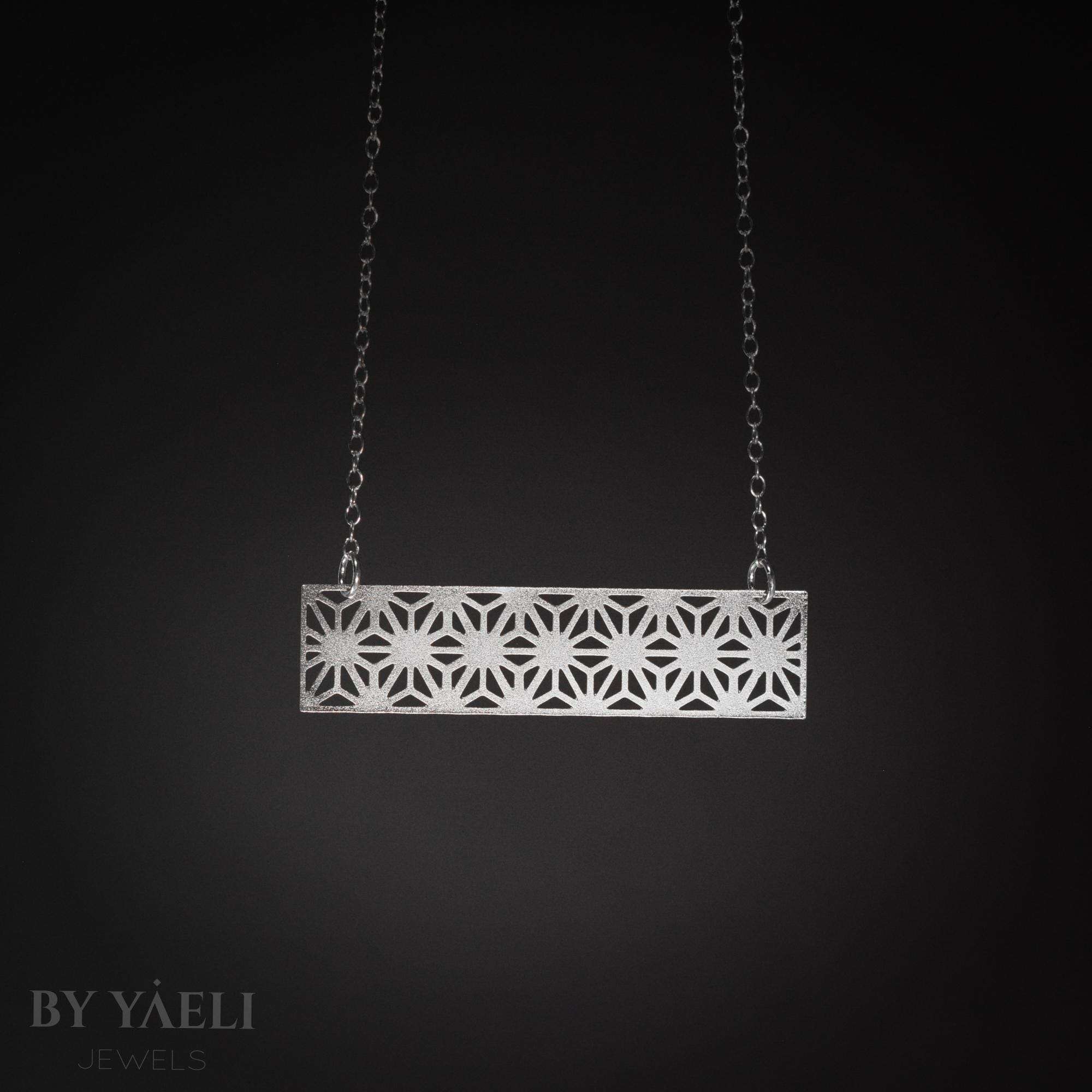 Geometric necklace silver rectangular necklace gift for her