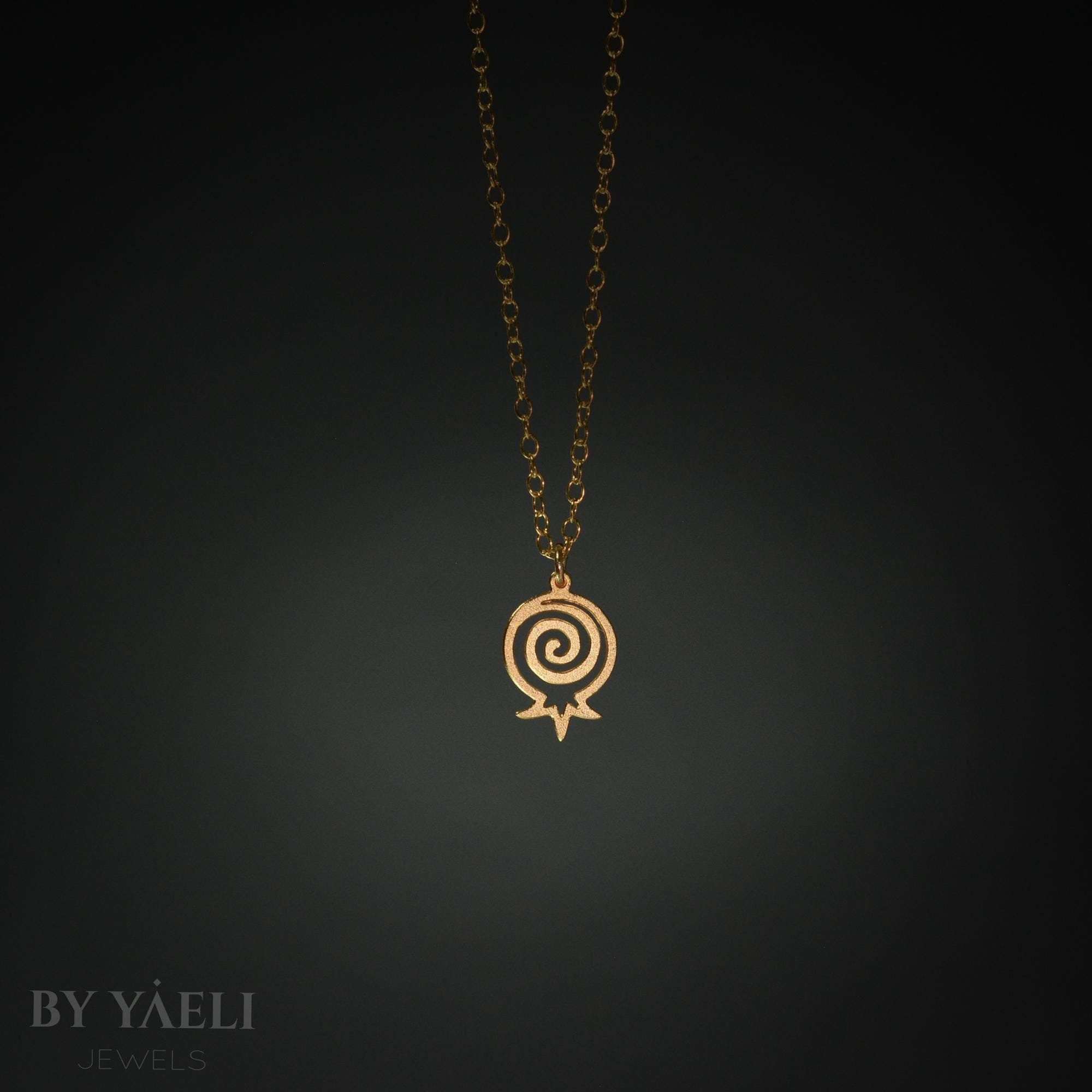 Pomegranate necklace gold pomegranate charm dainty Judaica Jewish jewelry