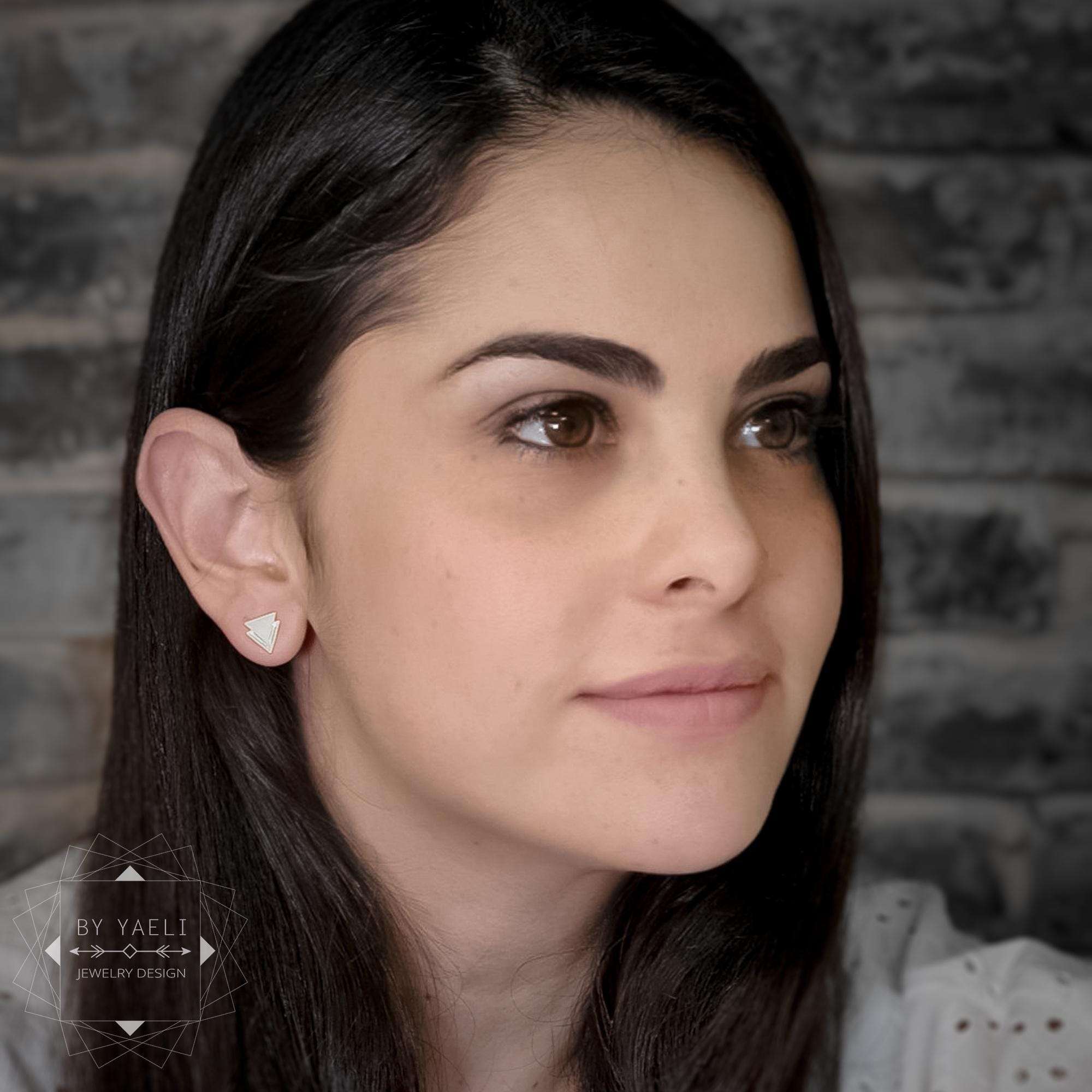 Triangle earrings geometric earrings cute silver triangle stud earrings 2 Triangle earrings geometric earrings cute silver triangle stud earrings - Image 2