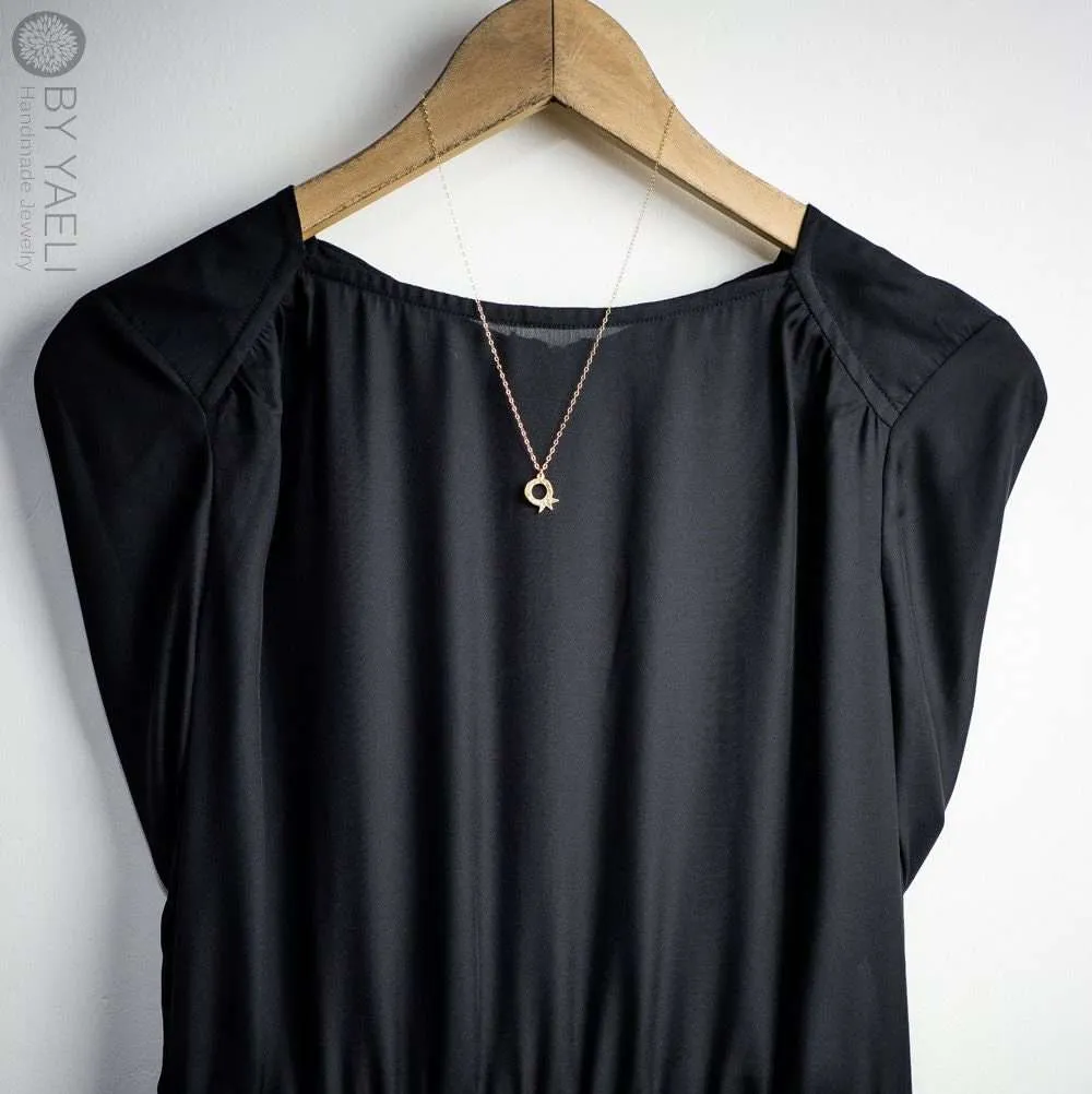 Gold pomegranate necklace, pomegranate charm pendant