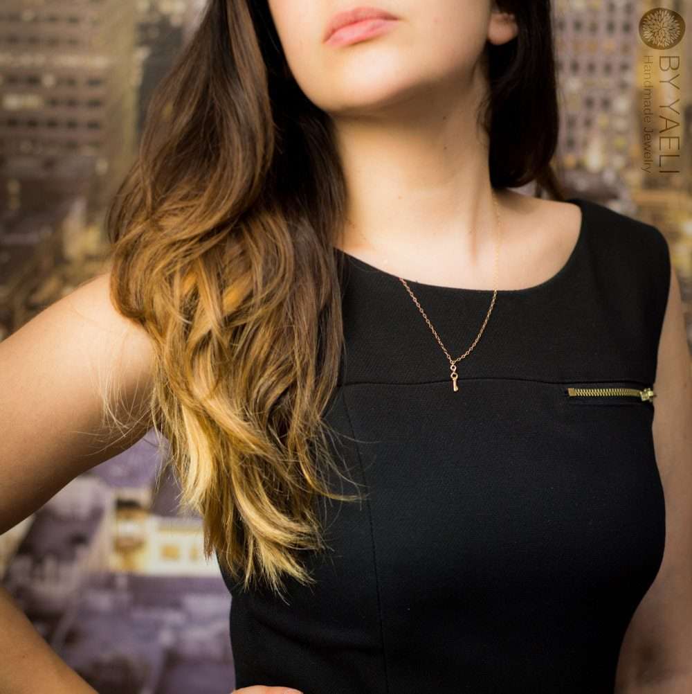 Gold key necklace golden key charm key pendant 3 Gold key necklace golden key charm key pendant - Image 3