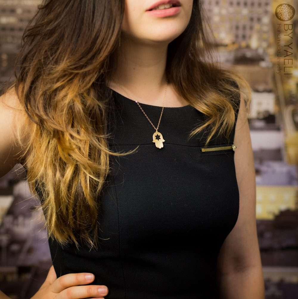 Hamsa necklace gold star of David hamsa jewelry hamsa protection necklace hamsa hand charm – Jewish jewelry