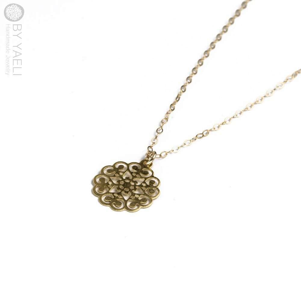 Gold necklace geometric necklace filigree necklace