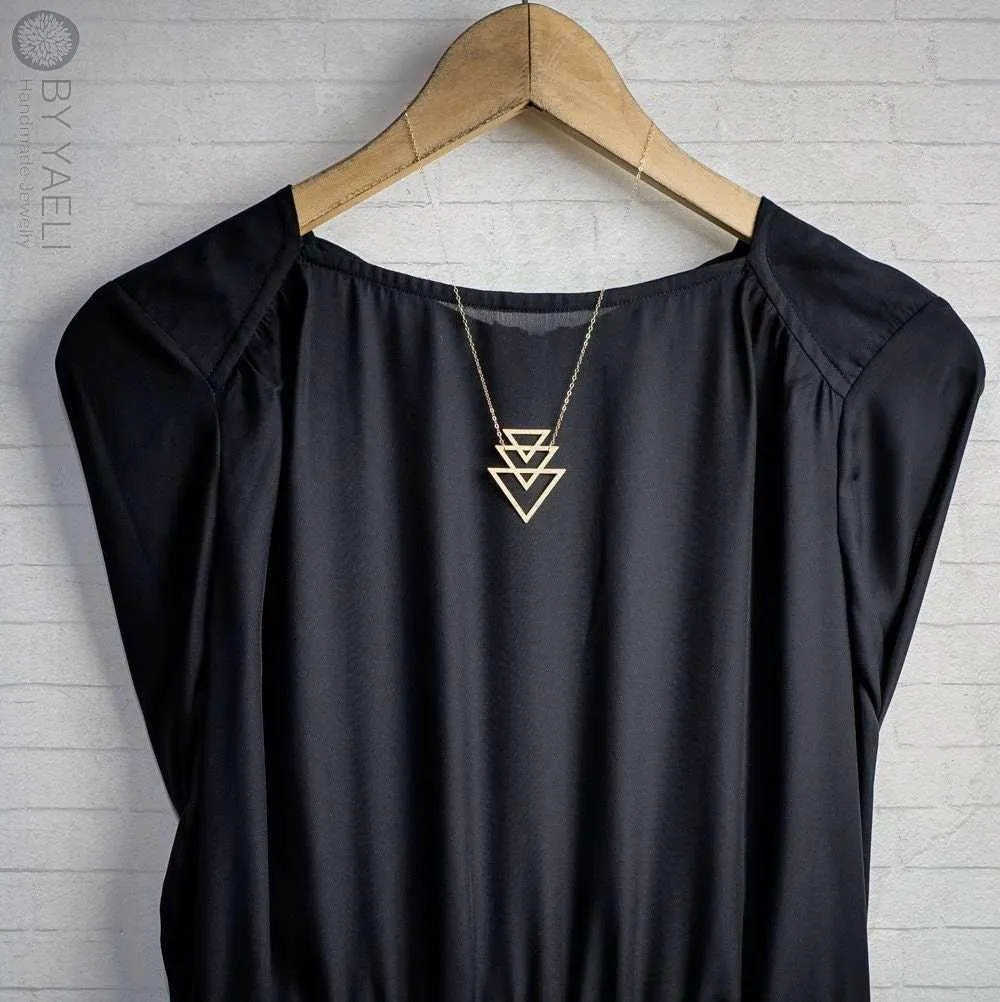 Triangle necklace geometric necklace goldfield necklace gold triangular necklace gift for her
