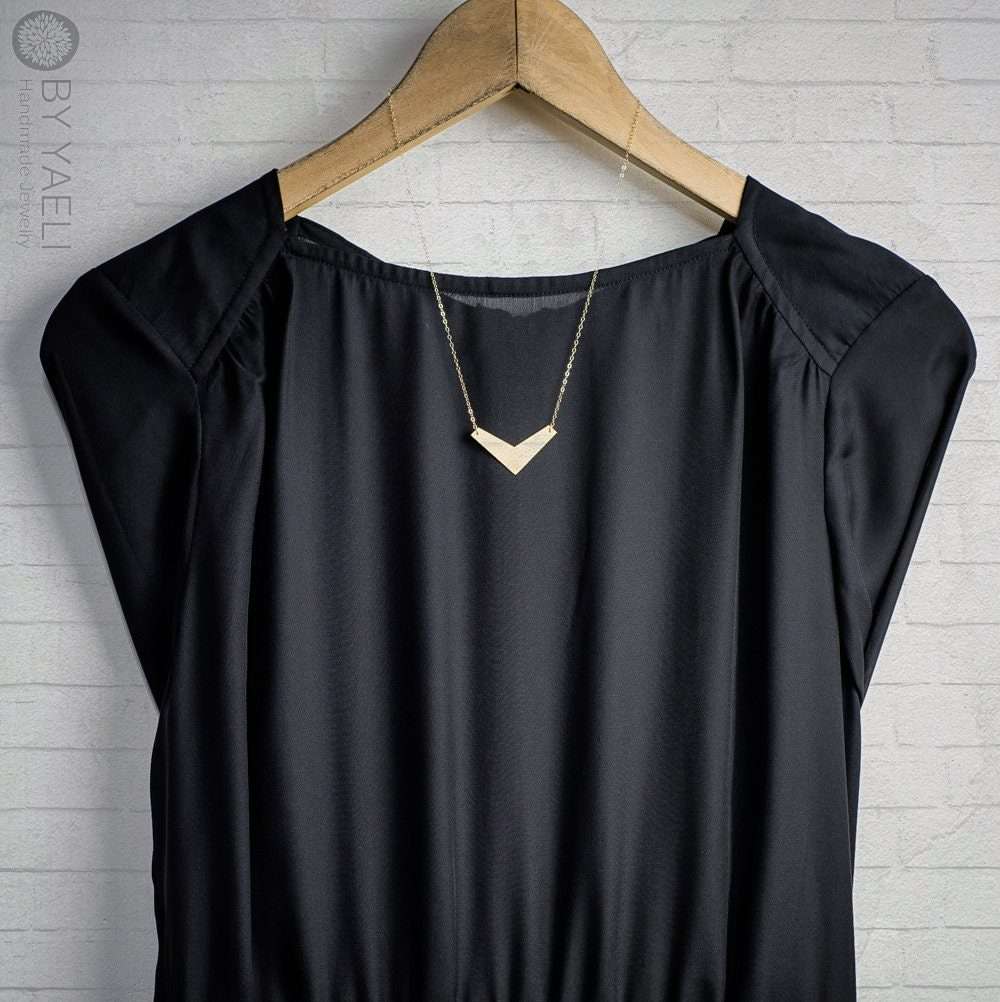 Chevron necklace gold triangle necklace geometric necklace