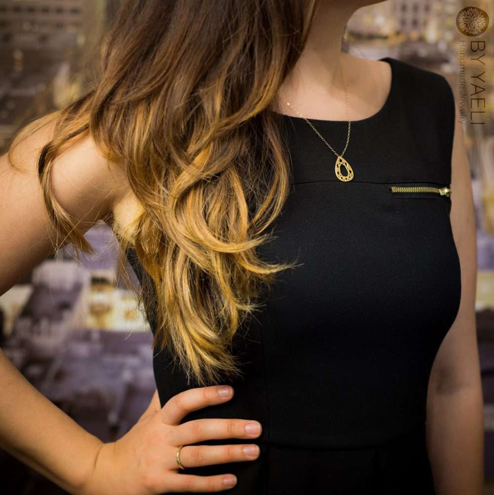 Geometric necklace silver diamond necklace teardrop necklace