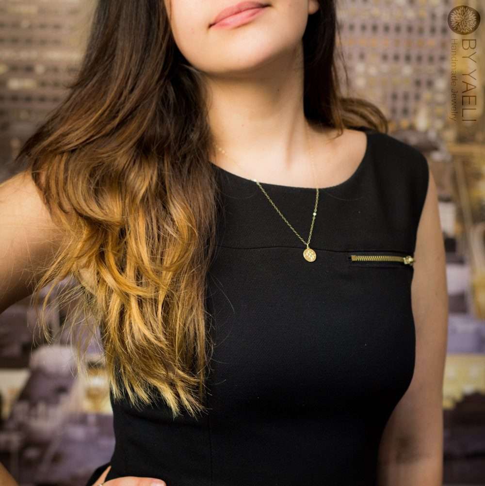 Gold coin necklace gold coin charm tiny coin pendant Celtic necklace