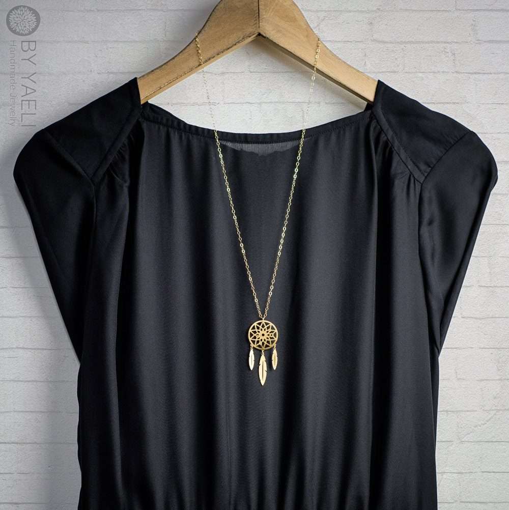Dreamcatcher necklace gold dream catcher Indian jewelry tribal wiccan jewelry 3 Dreamcatcher necklace gold dream catcher Indian jewelry tribal wiccan jewelry - Image 3