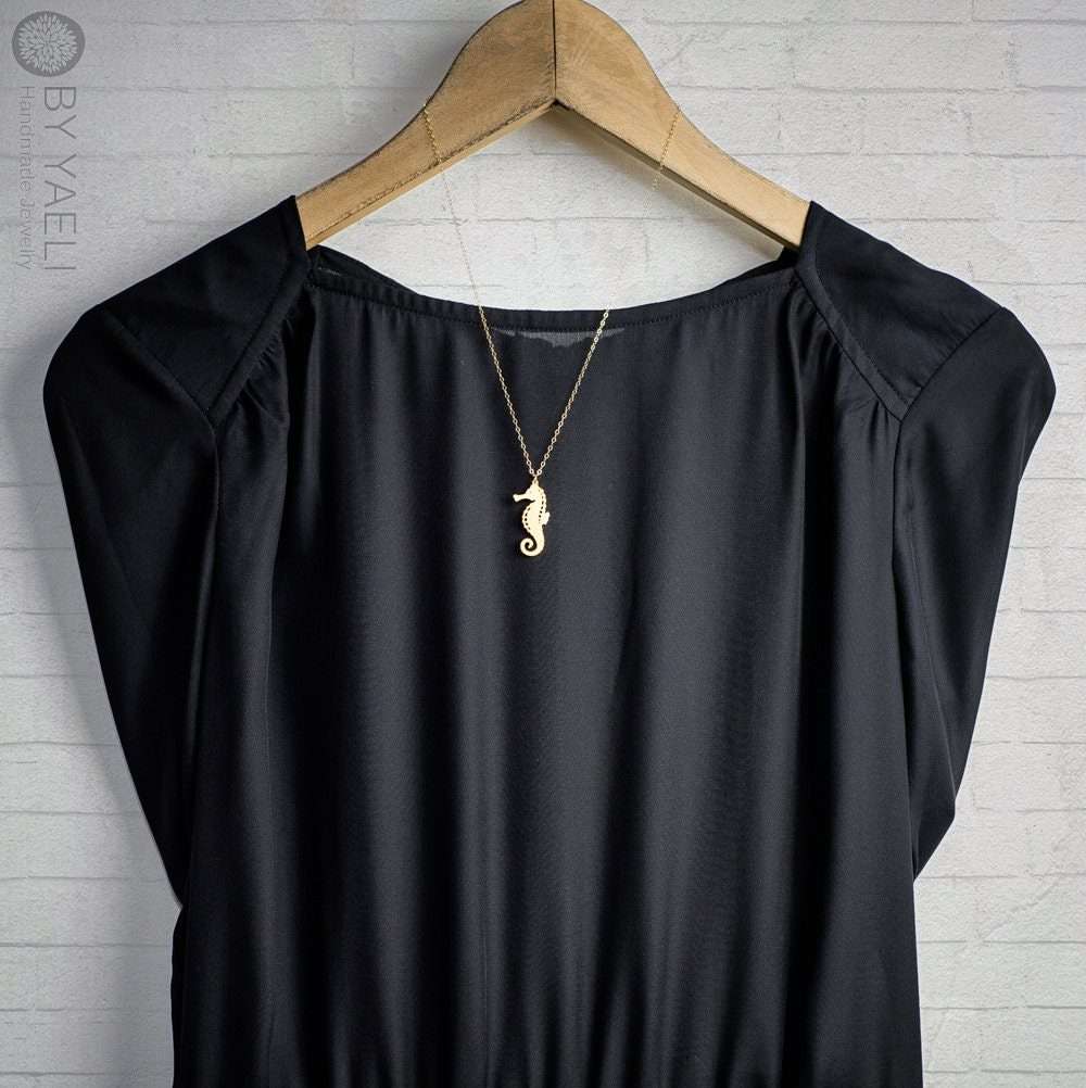 Seahorse necklace, gold seahorse pendant gold seahorse necklace