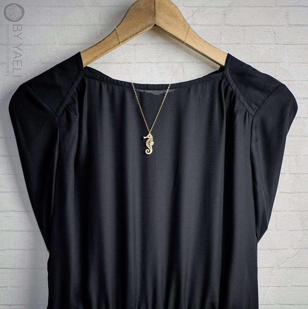 Seahorse necklace gold seahorse pendant beach necklace