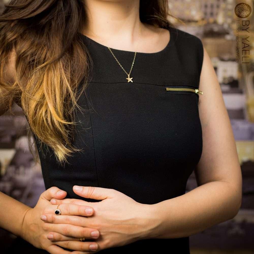 Starfish necklace starfish charm gold ocean necklace beach necklace