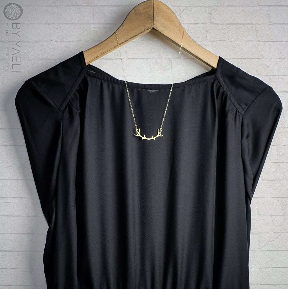 Deer antler necklace gold deer necklace antler jewelry antler pendant