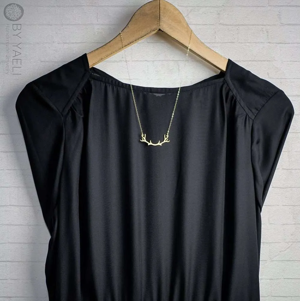 Deer antler necklace gold deer necklace antler jewelry antler pendant
