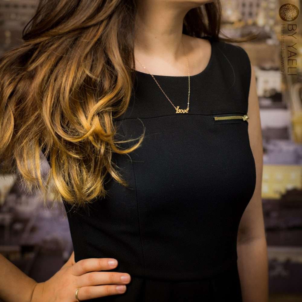 Love necklace gold love statement necklace personalized mom gift 4 Love necklace gold love statement necklace personalized mom gift - Image 4