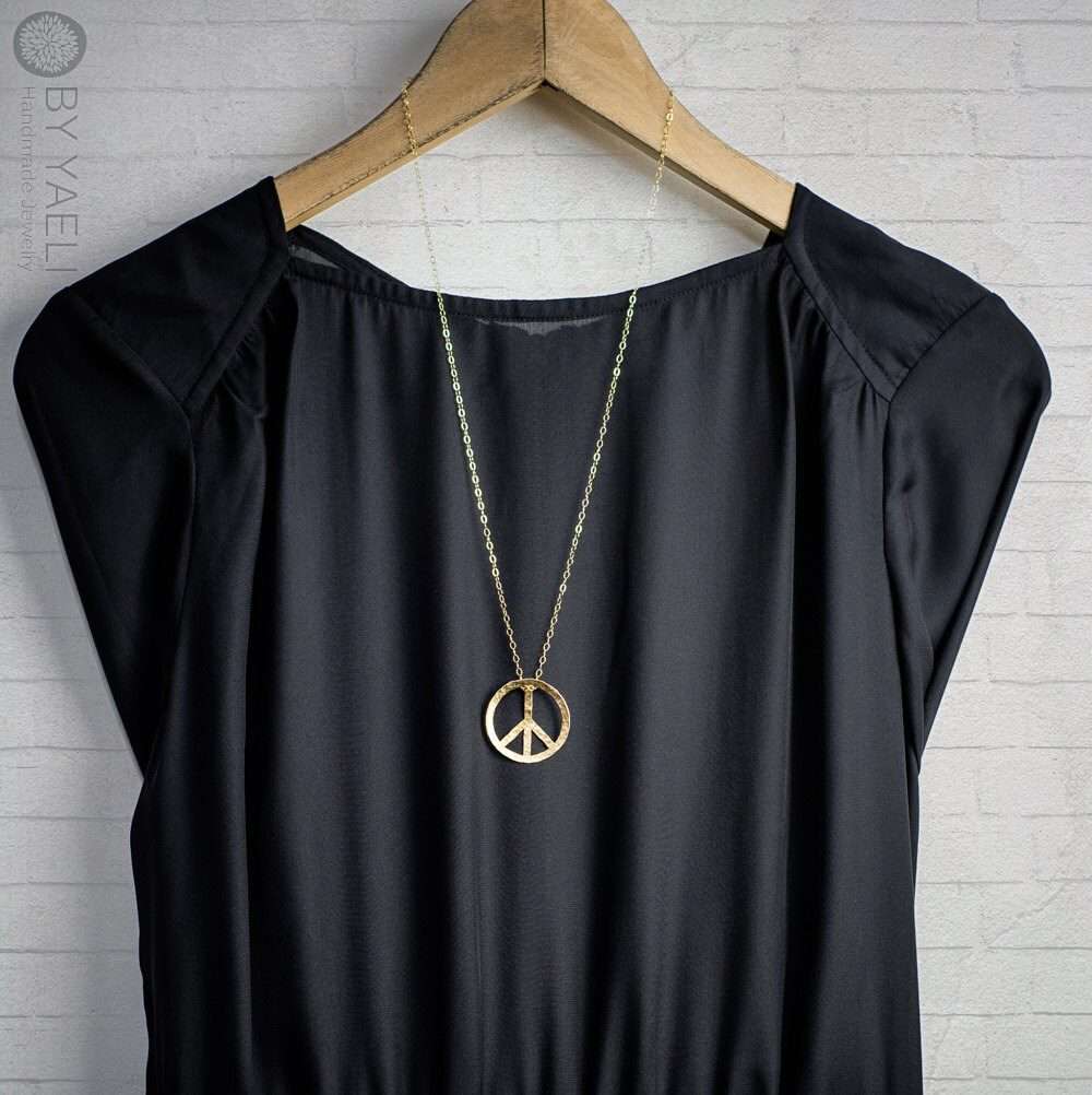 Peace necklace gold peace sign necklace hippie necklace hippie jewelry peace pendant peace charm