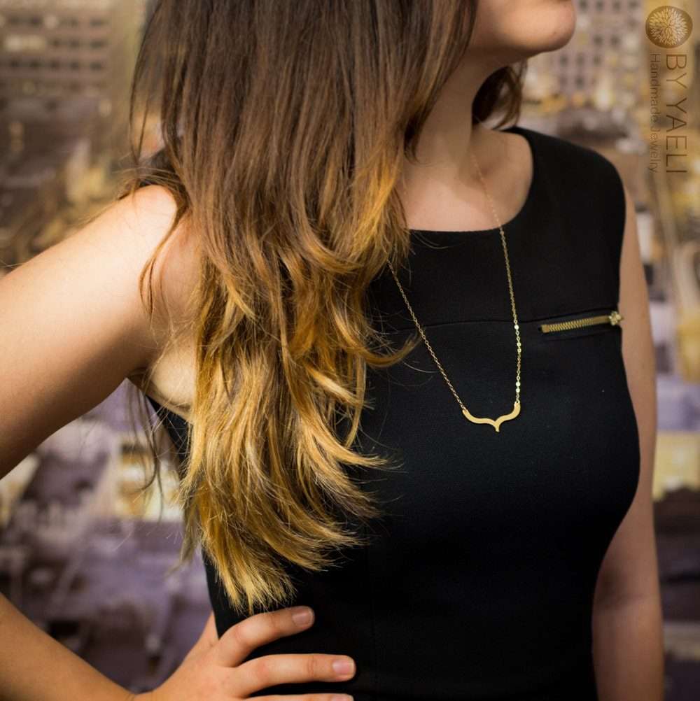 Geometric necklace art deco necklace gold geometric minimalist bracket necklace