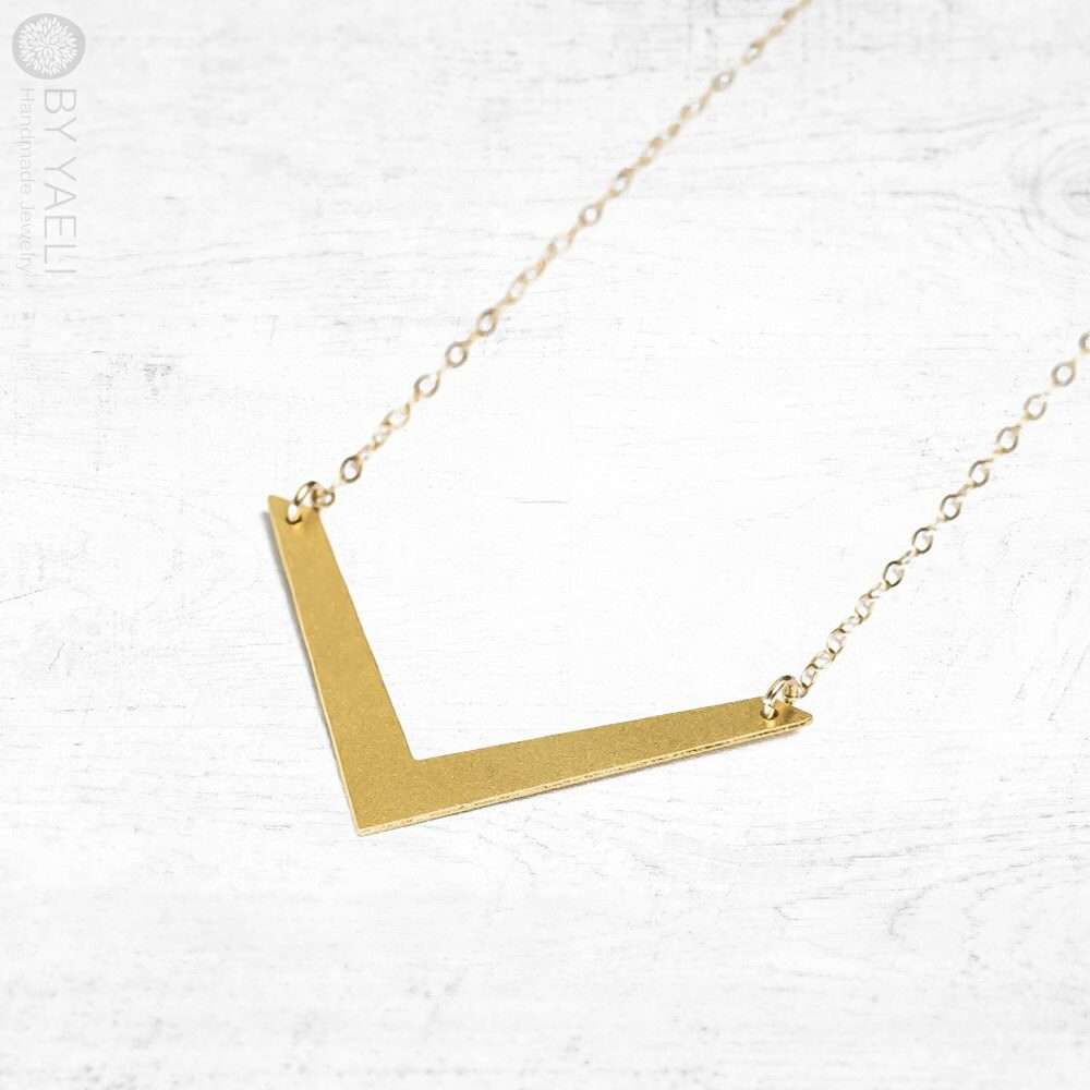 Chevron necklace geometric arrow necklace triangle necklace