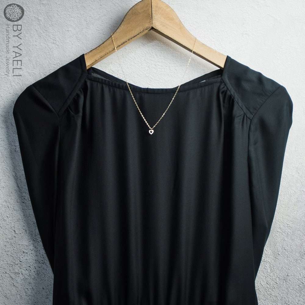 Gold heart necklace heart pendant heart charm gift for here