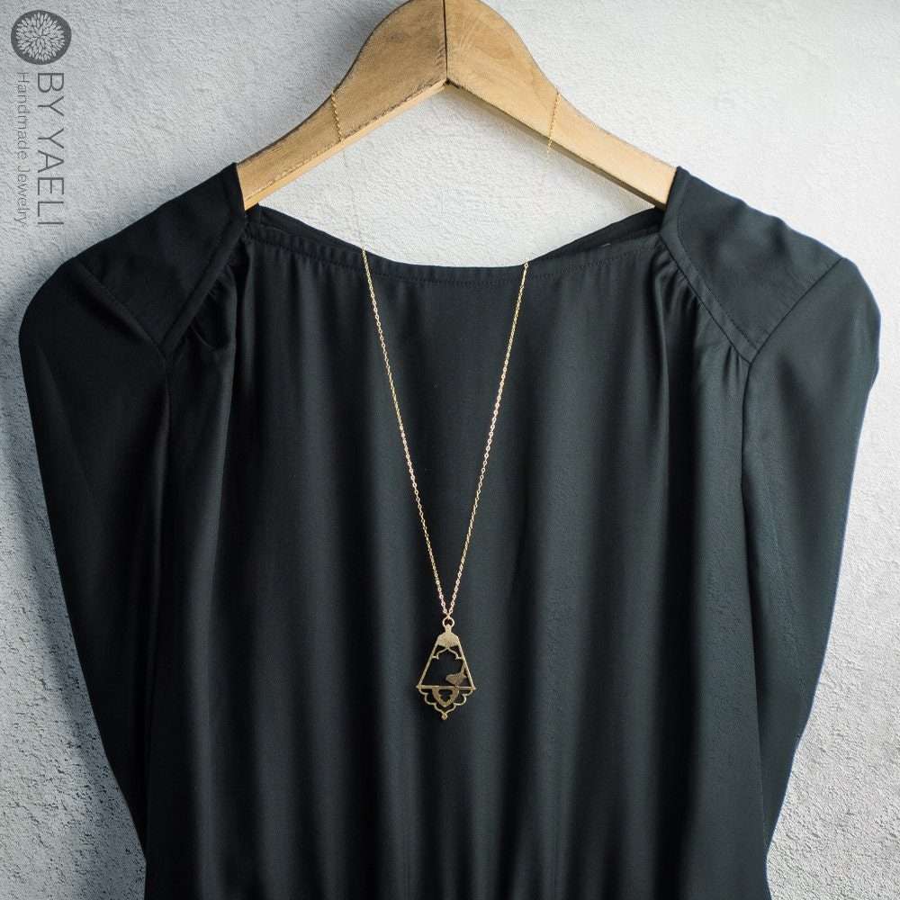 Bird necklace cage necklace long gypsy necklace