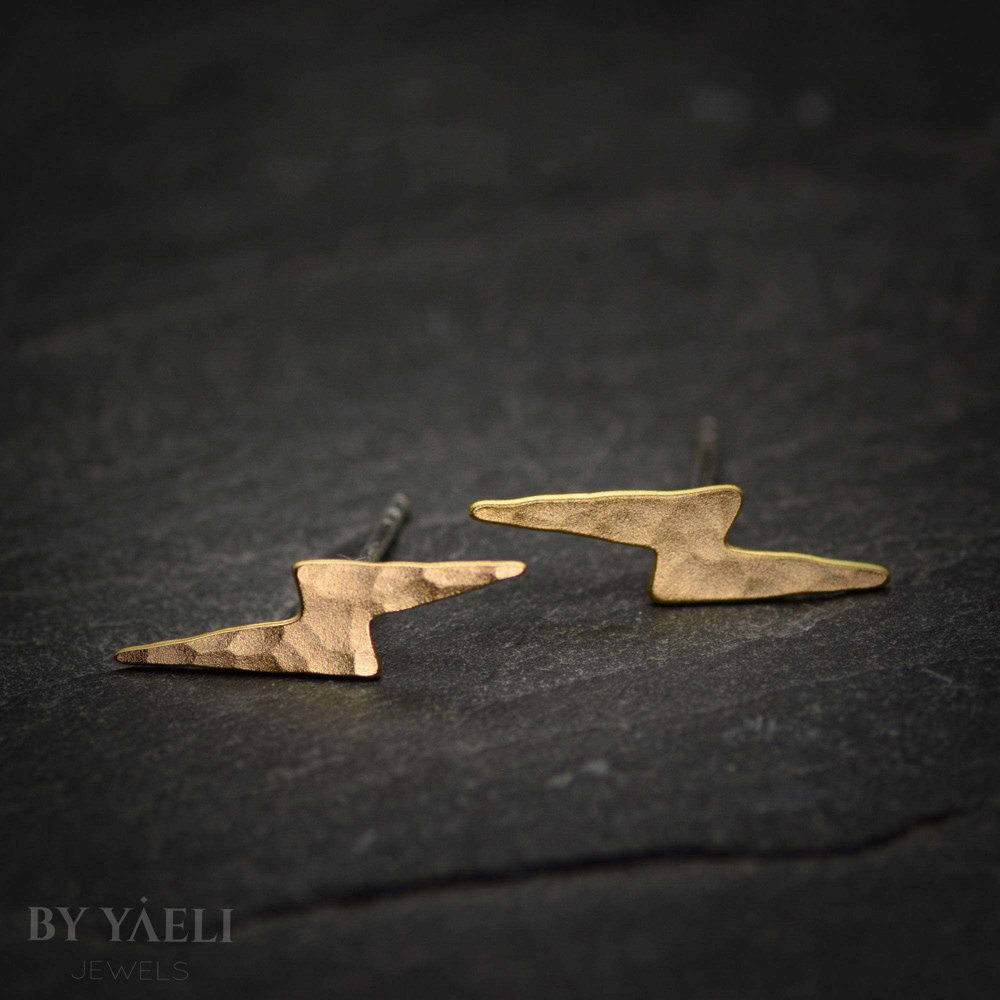 Lightning bolt stud earrings gold lightning bolt