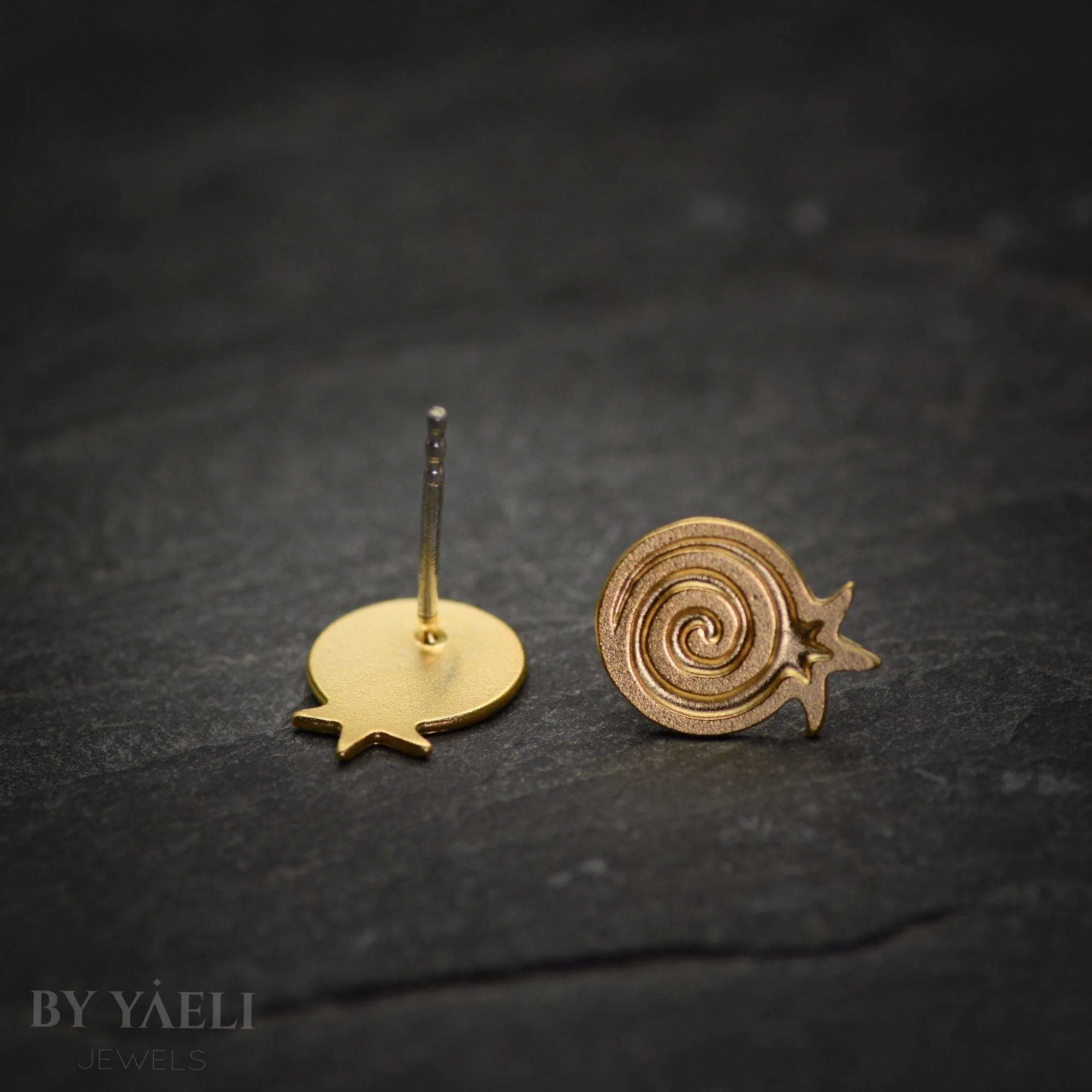 pomegranate earrings-gold pomegranate stud earrings, Jewish earrings