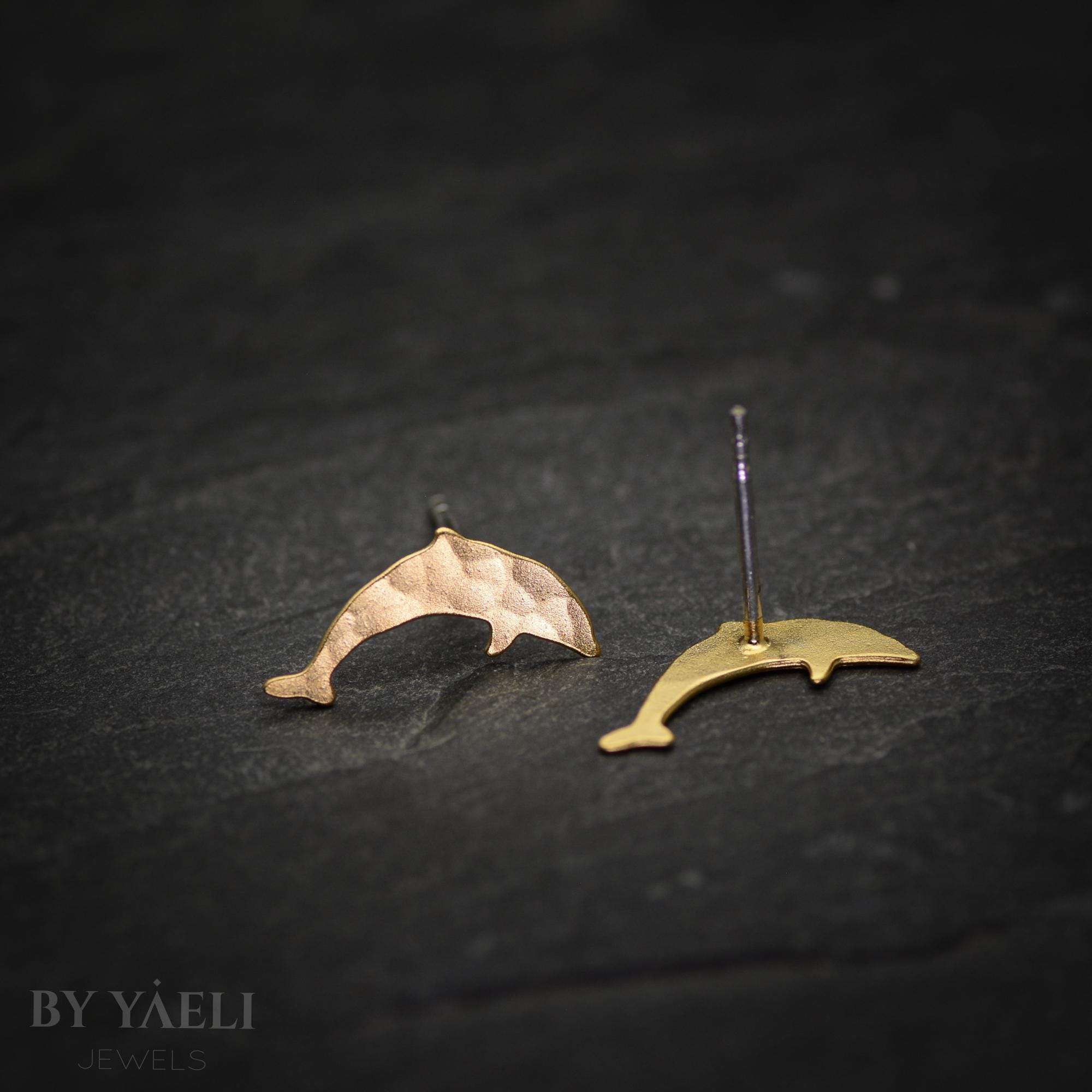 Dolphin earrings, gold tiny dolphin stud earrings