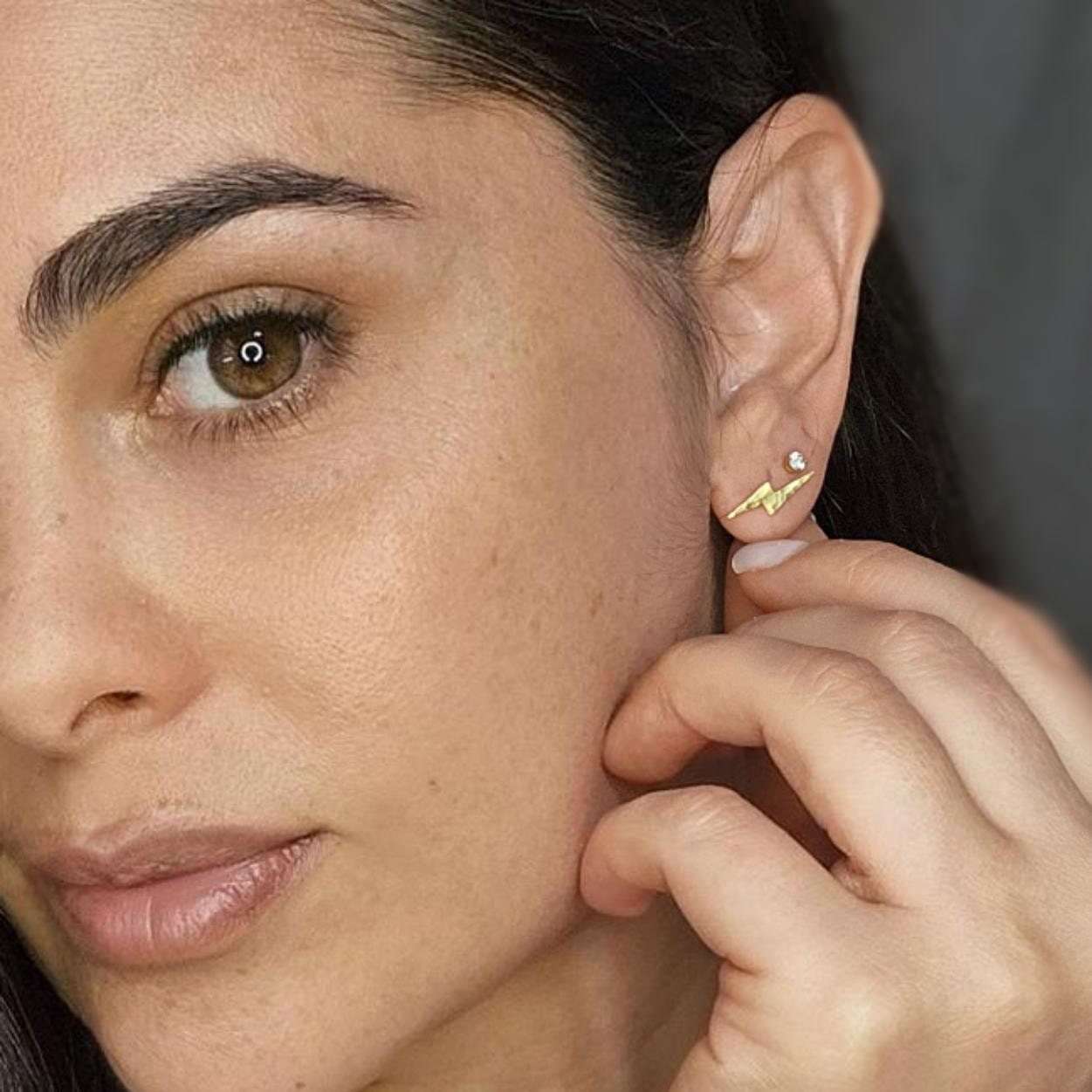 Lightning bolt stud earrings gold lightning bolt