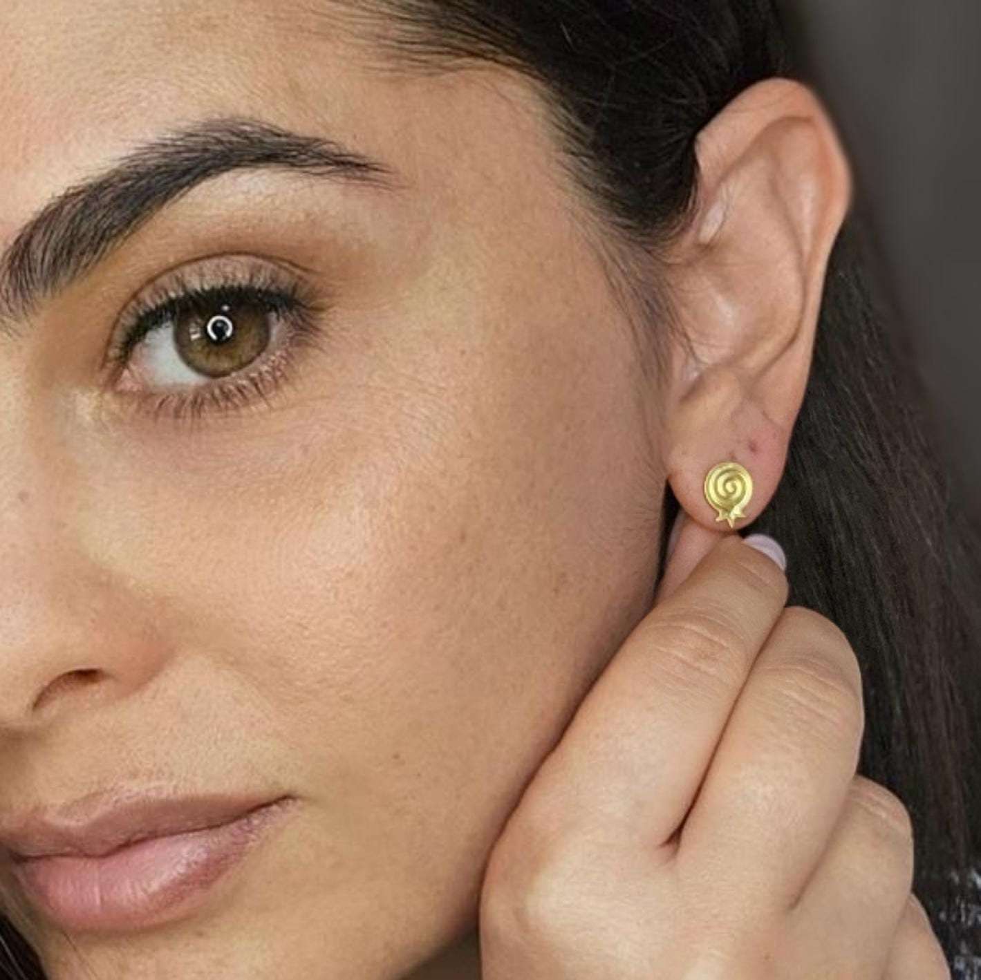 pomegranate earrings-gold pomegranate stud earrings, Jewish earrings