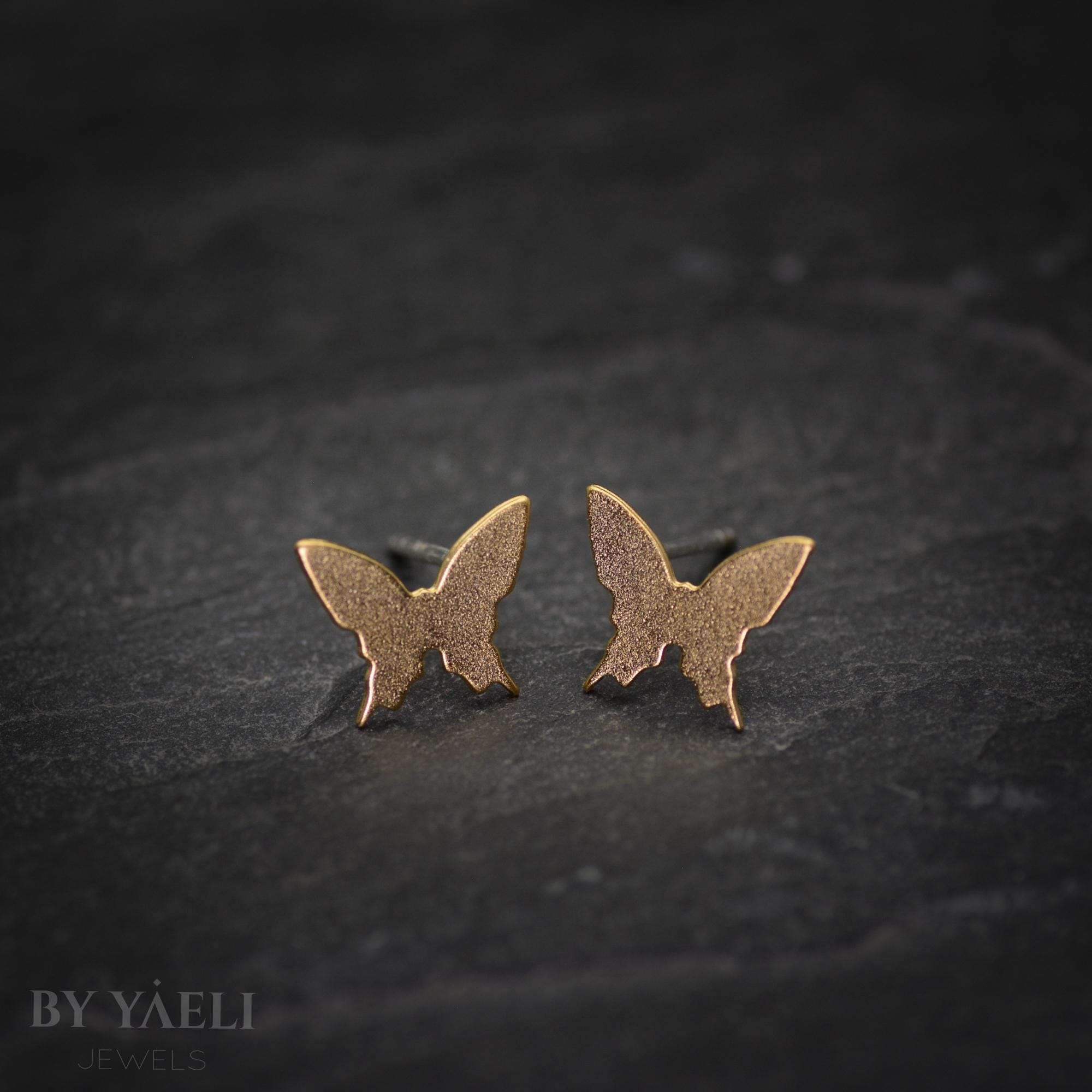 Butterfly stud earrings, gold butterfly jewelry, butterflies post earrings 3 Butterfly stud earrings, gold butterfly jewelry, butterflies post earrings - Image 3