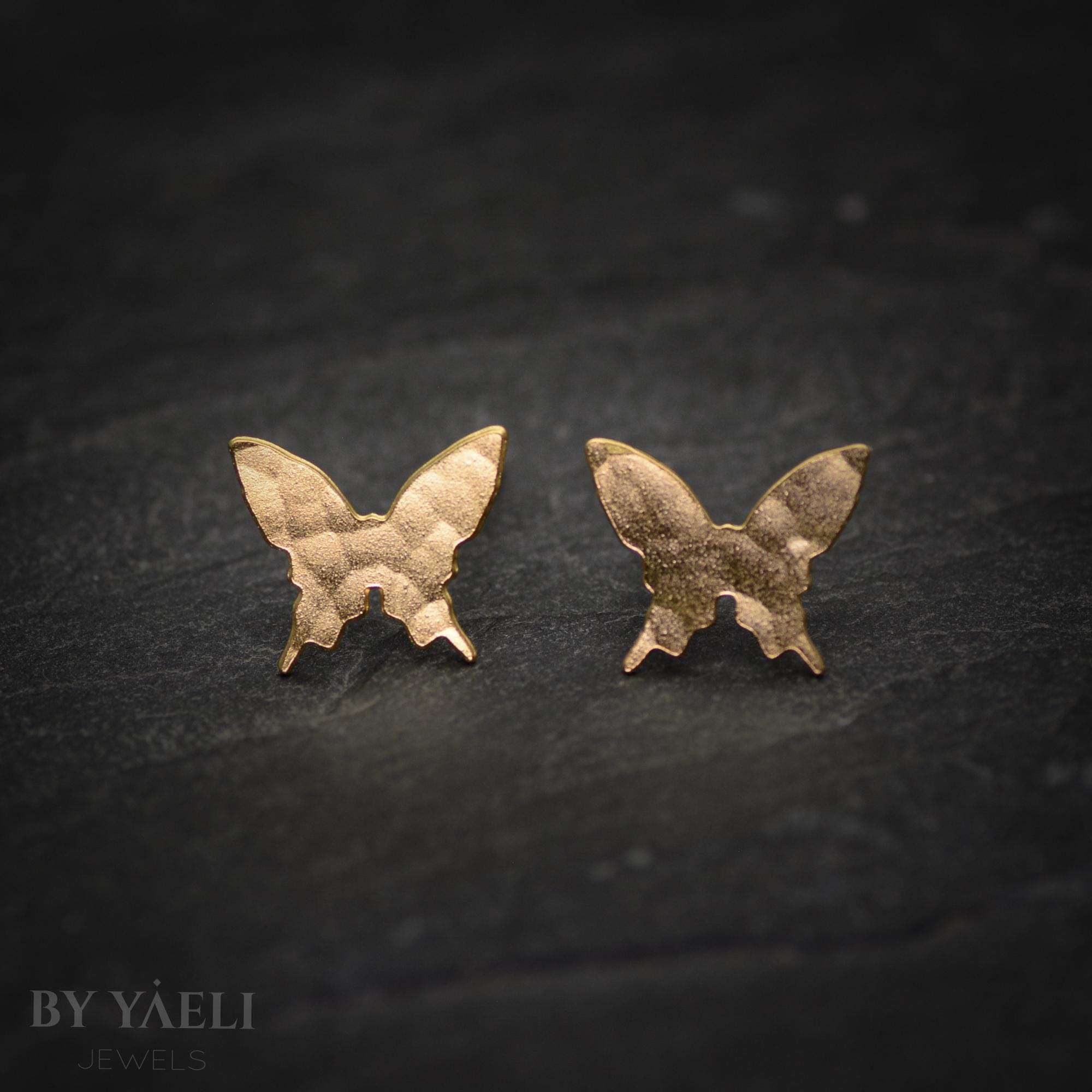 Butterfly stud earrings, gold butterfly jewelry, butterflies post earrings
